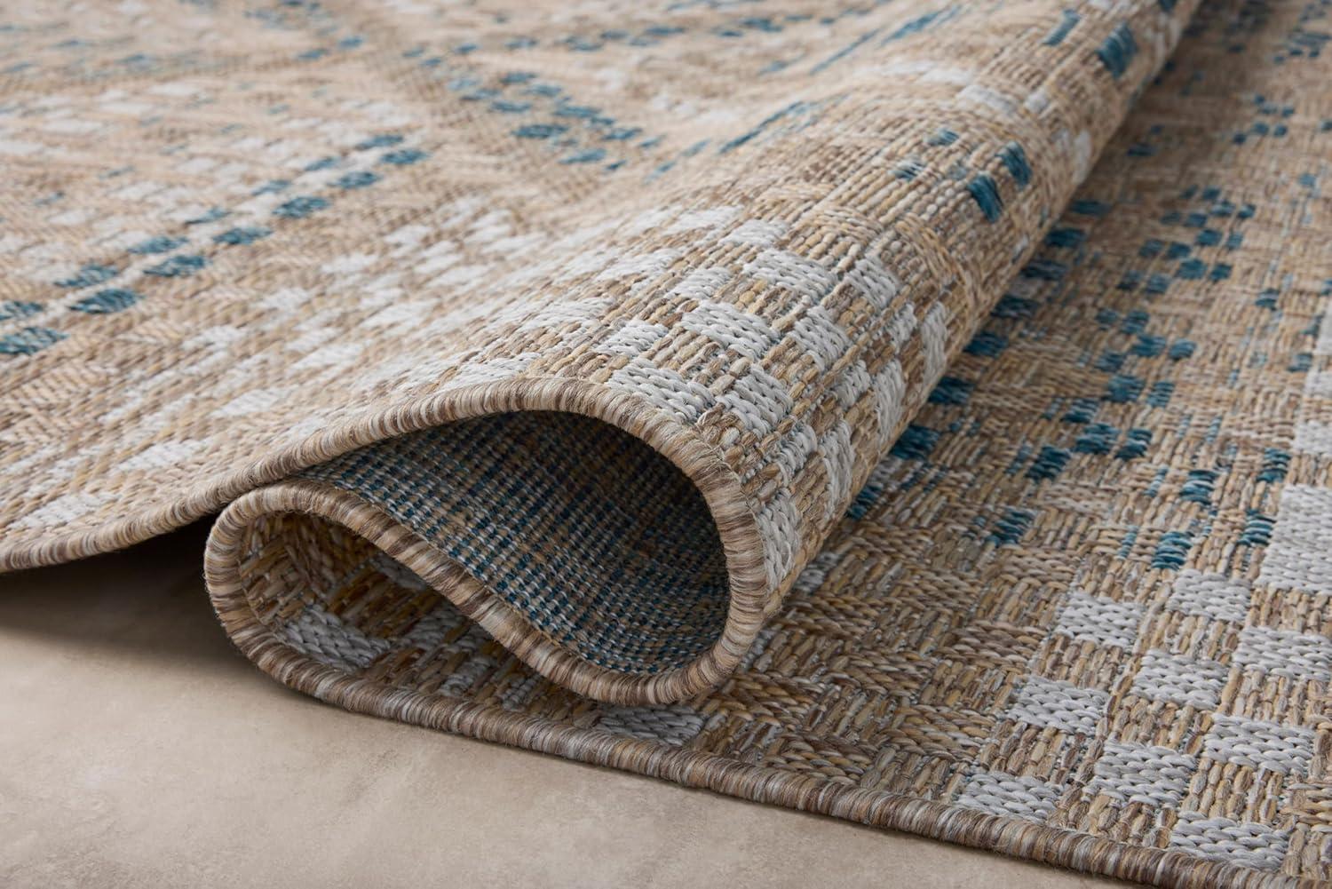 Topanga I Indoor / Outdoor Rug by Amber Lewis x Loloi - Natural and Aqua / 3'11" x 5'11"