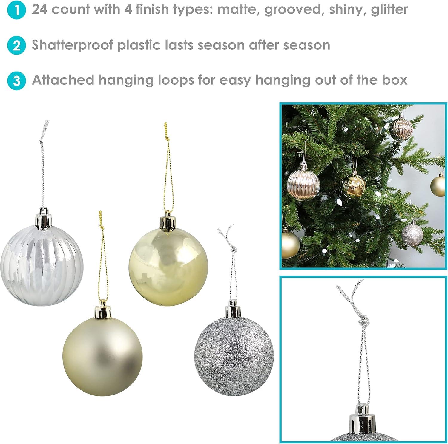 Gold and Silver Shatterproof Plastic Christmas Ornament Set