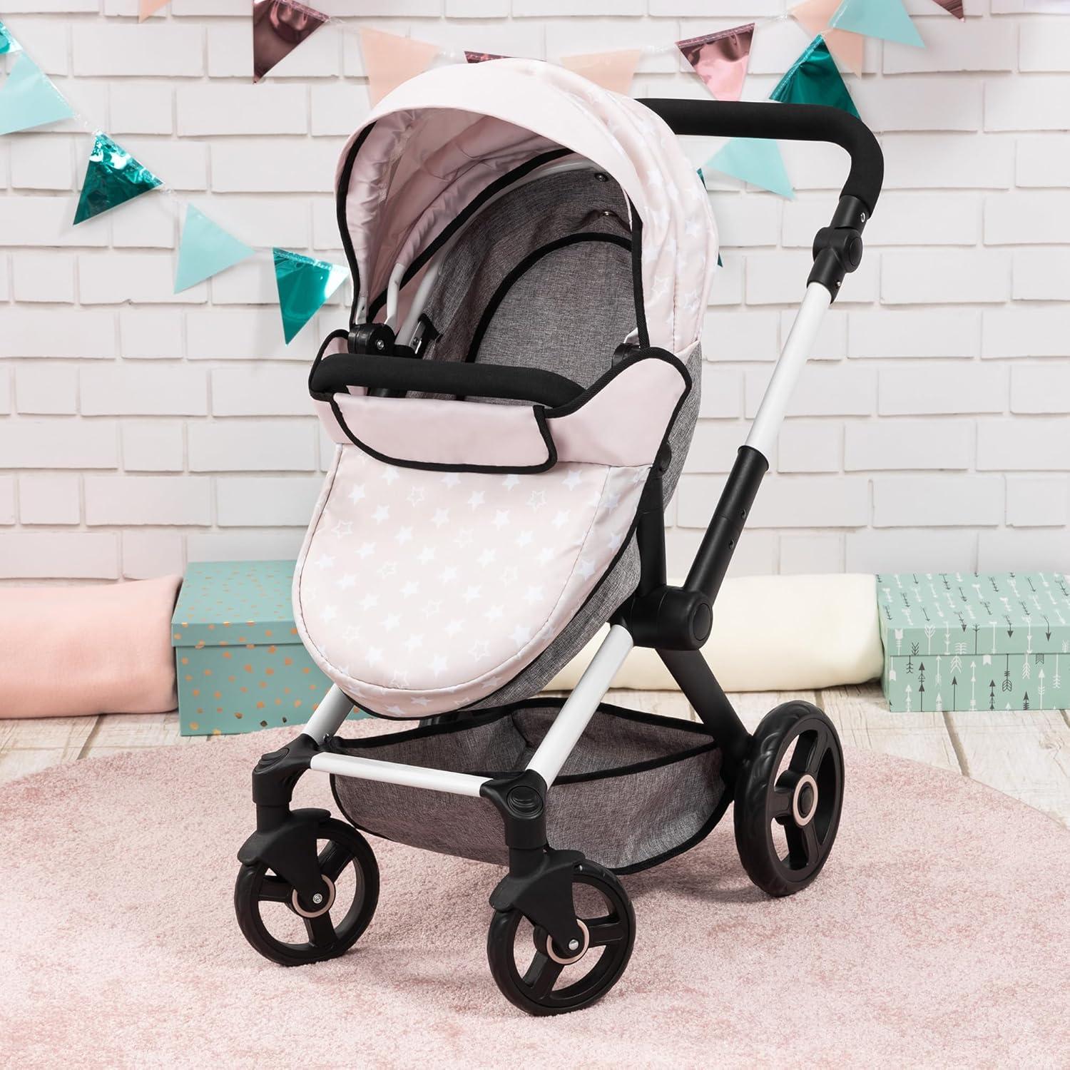 Bayer Design Convertible Doll Strollers Grey and White Stars