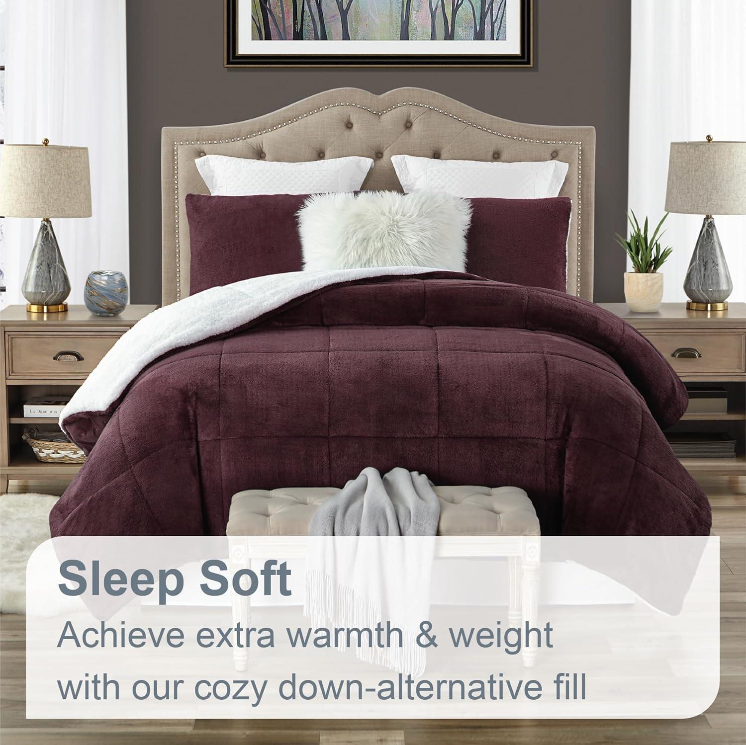 Swift Home Ultra Plush Reversible Faux Fur and Sherpa 3-Piece Comforter Set