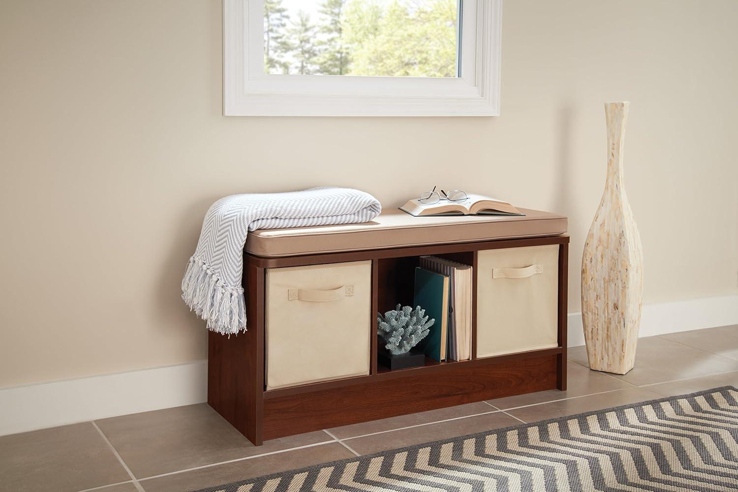 ClosetMaid Cubeicals 3-Cube Storage Bench with Tan Cushion