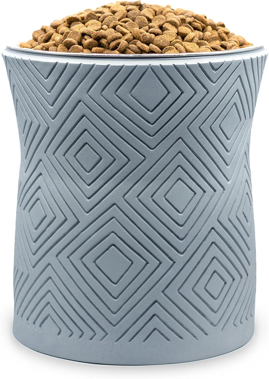 Pet Junkie Santa Fe Elevated Large Polyresin Dog Food & Water Bowl with Stainless Steel Dish for Dogs, Icy Gray