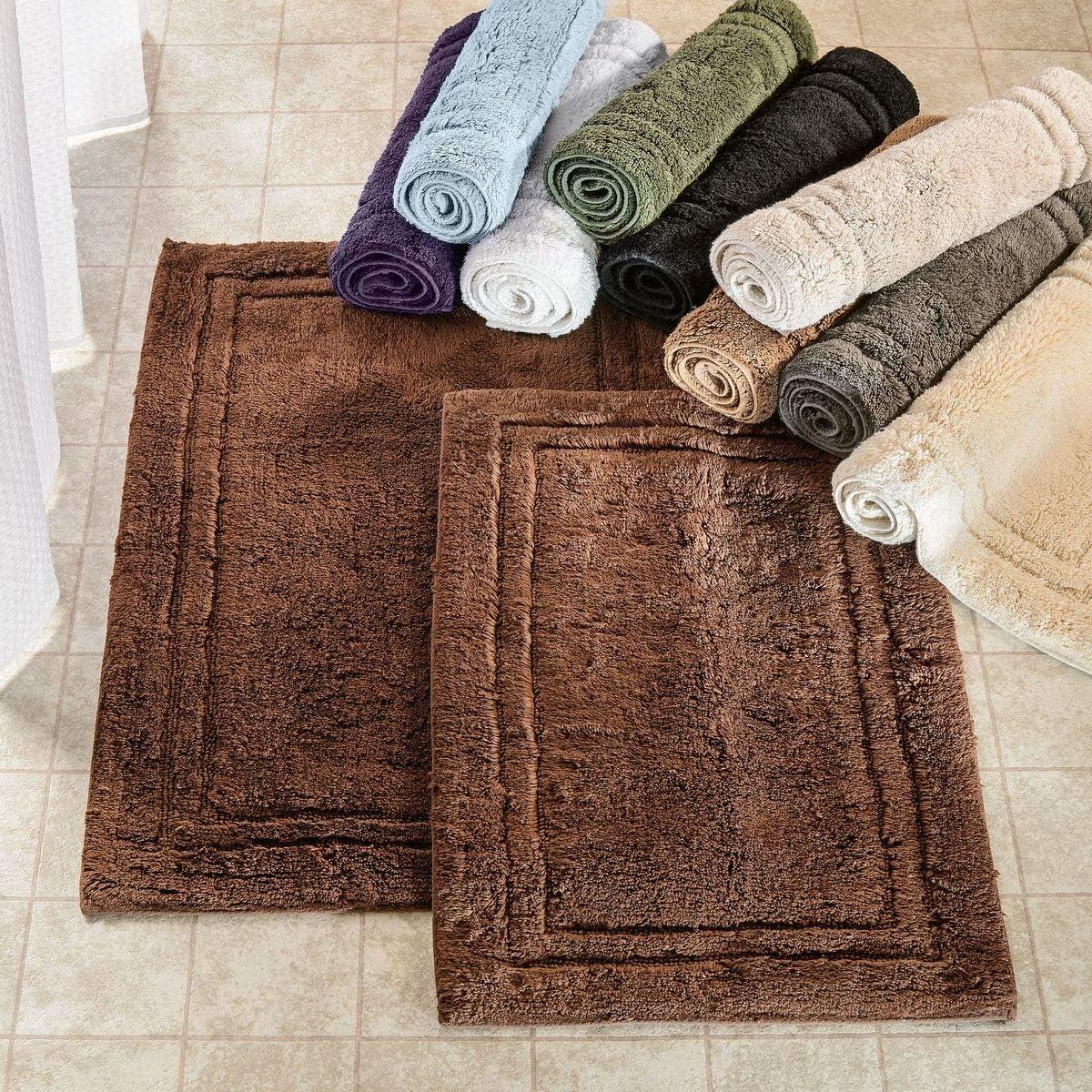 Cotton Solid 2-Piece Toast Highly Absorbent Non-Slip Oval Bath Rug Set by Superior