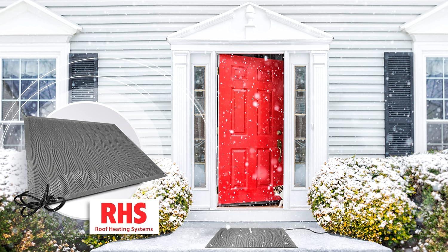 RHS Snow Melting Mat, Anti-Slip Walkway Herringbone Design, Color Gray, Outdoor Mat, Prevents ice Formation, Melts up to 2 inches of Snow per Hour, 120 Volts (30-inches x 5-feet)