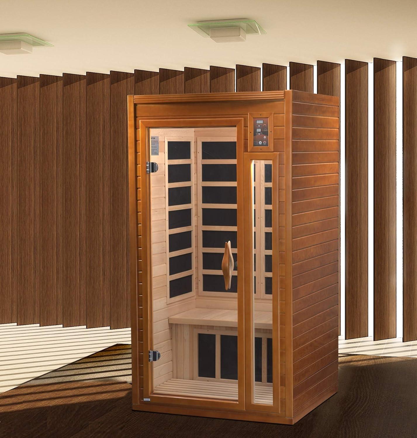 Dynamic Infrared Dynamic Infrared 1 - Person Bluetooth Compatible FAR Infrared Sauna with Remote Control in Hemlock