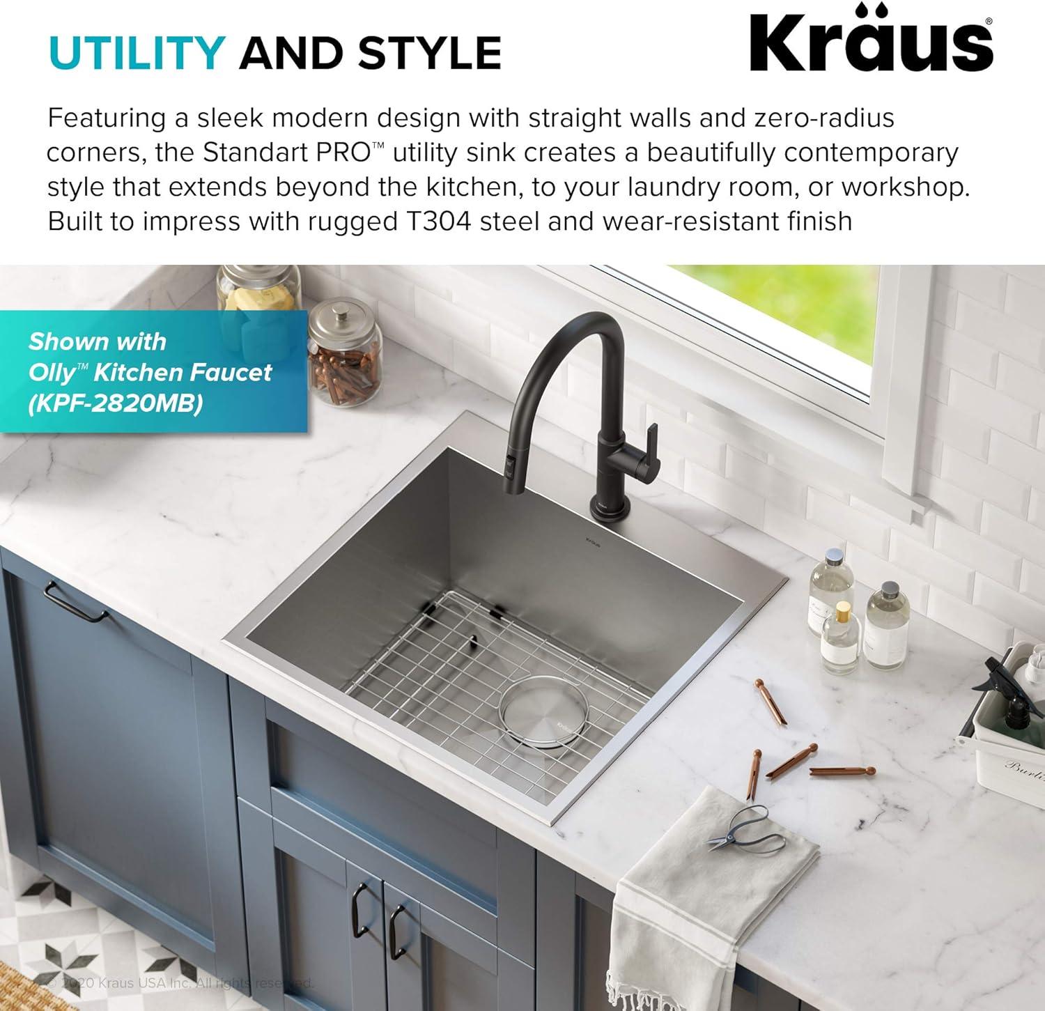 KRAUS Standart PRO Drop In 16 Gauge Bar Stainless Steel Kitchen Sink