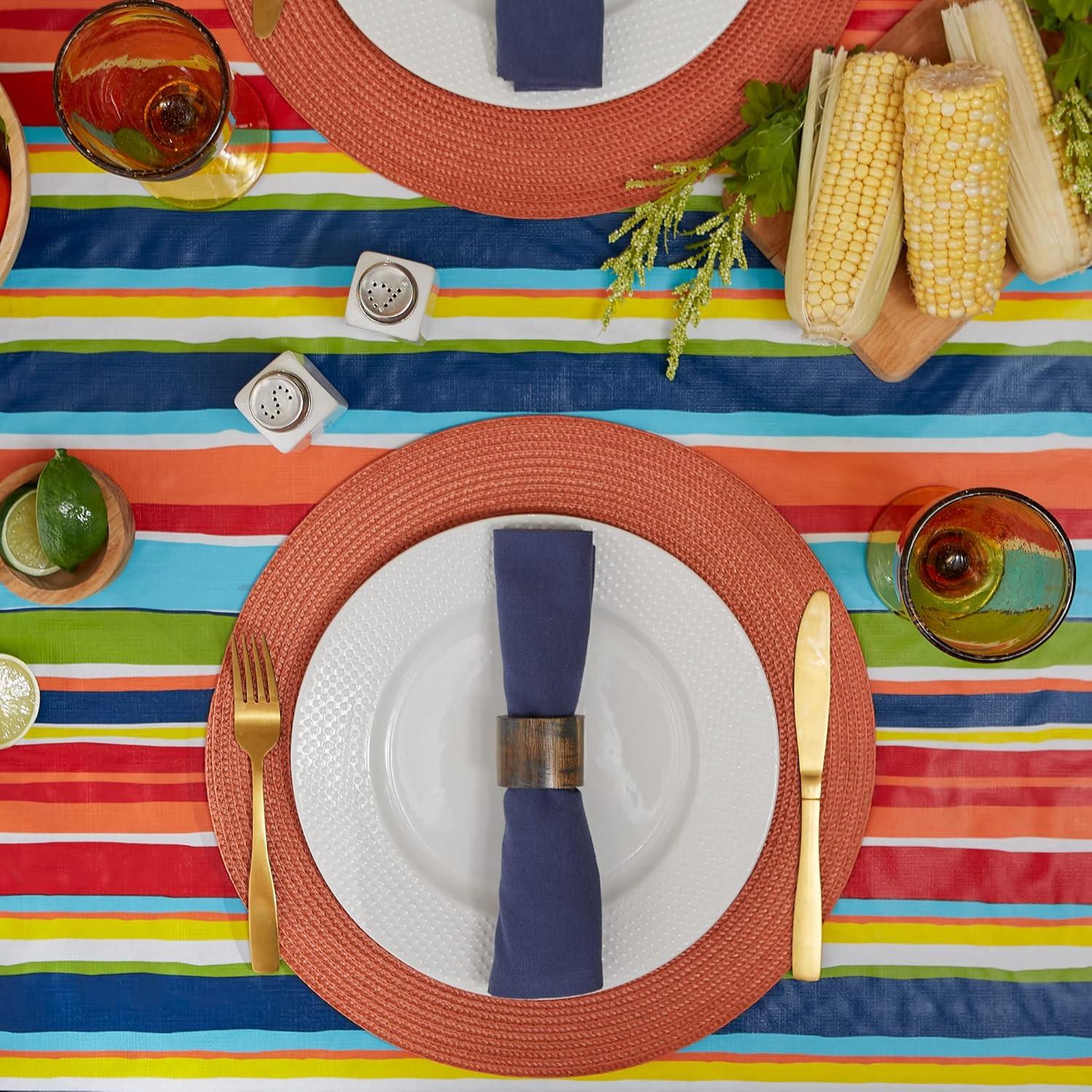 Summer Stripe Vinyl Tablecloth 60x84