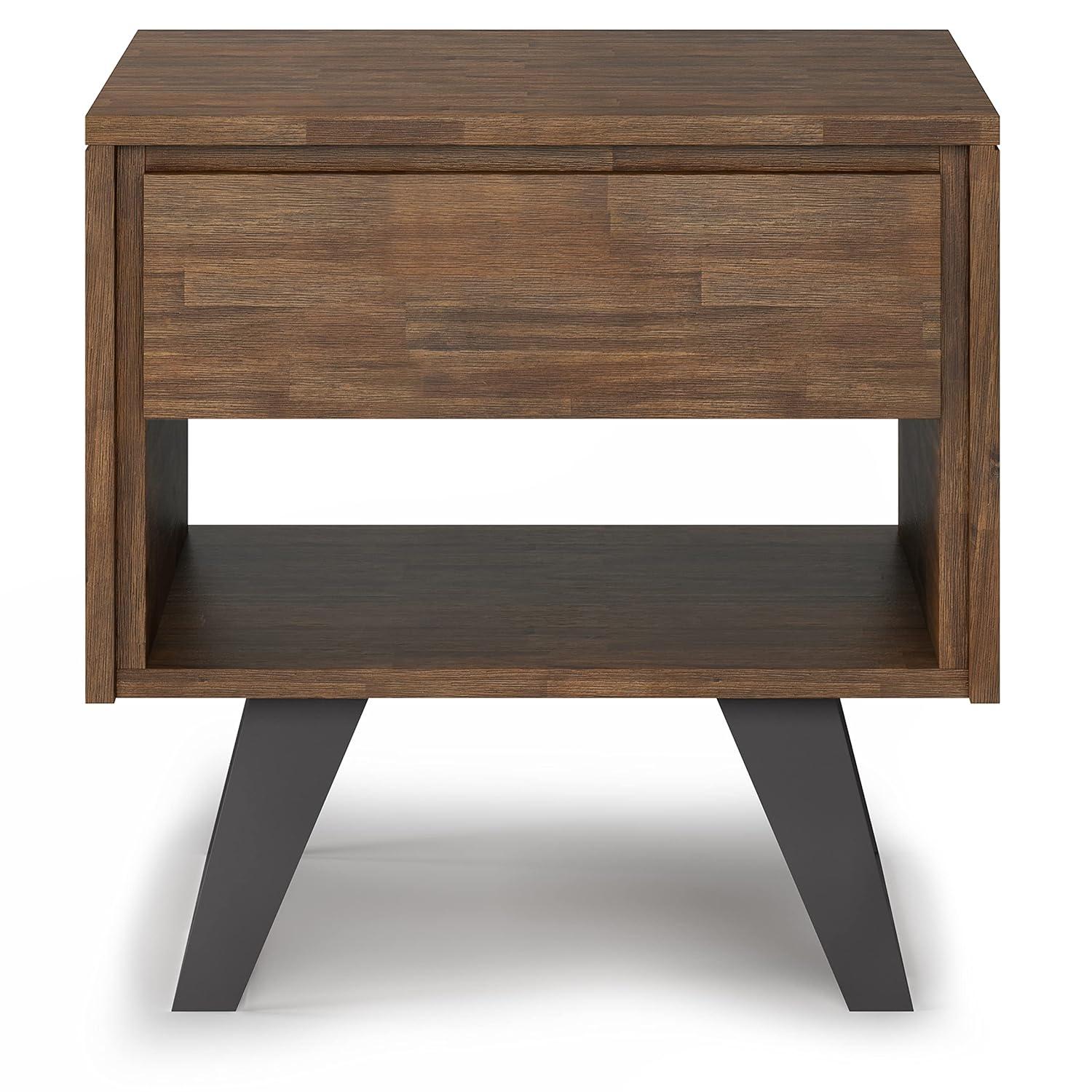 Lowry 22"W Solid Acacia Wood Square End Table with Storage Drawer