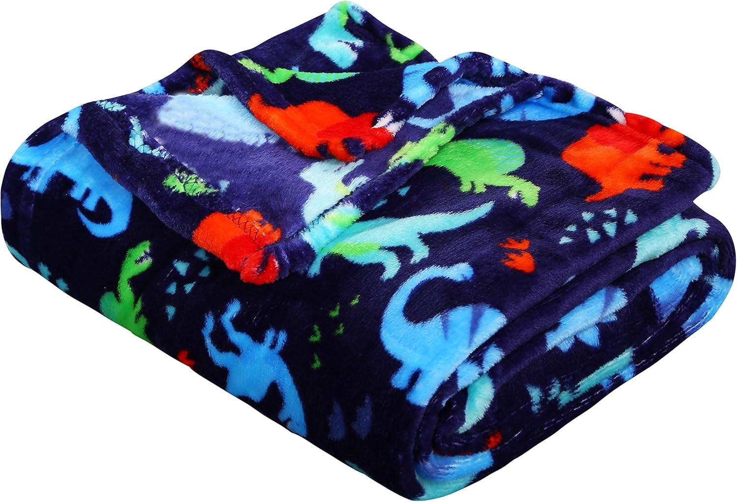 Summertime Whimsy Plush Fleece Throw Blanket (50" x 60") - Dino Time