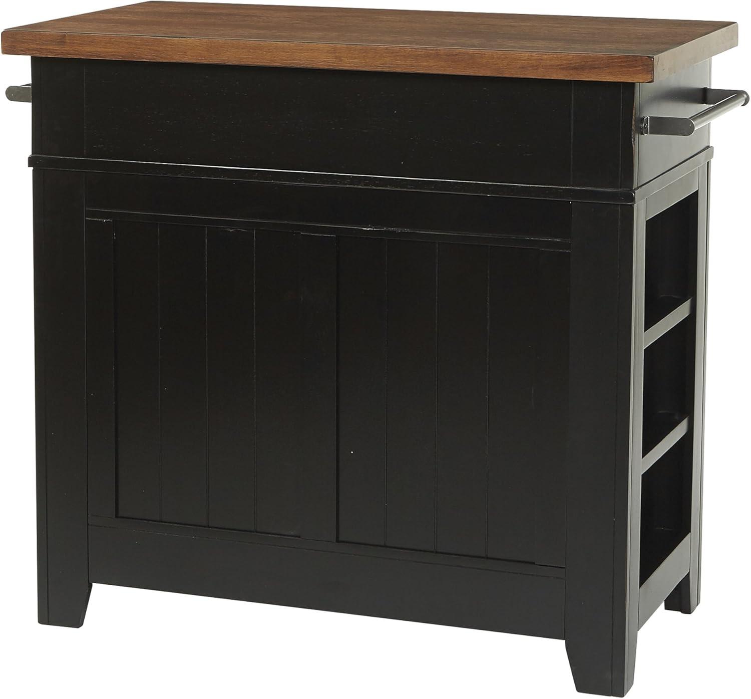 OSP Home Furnishings Urban Farmhouse Kitchen Island Black Base with Vintage Oak Top