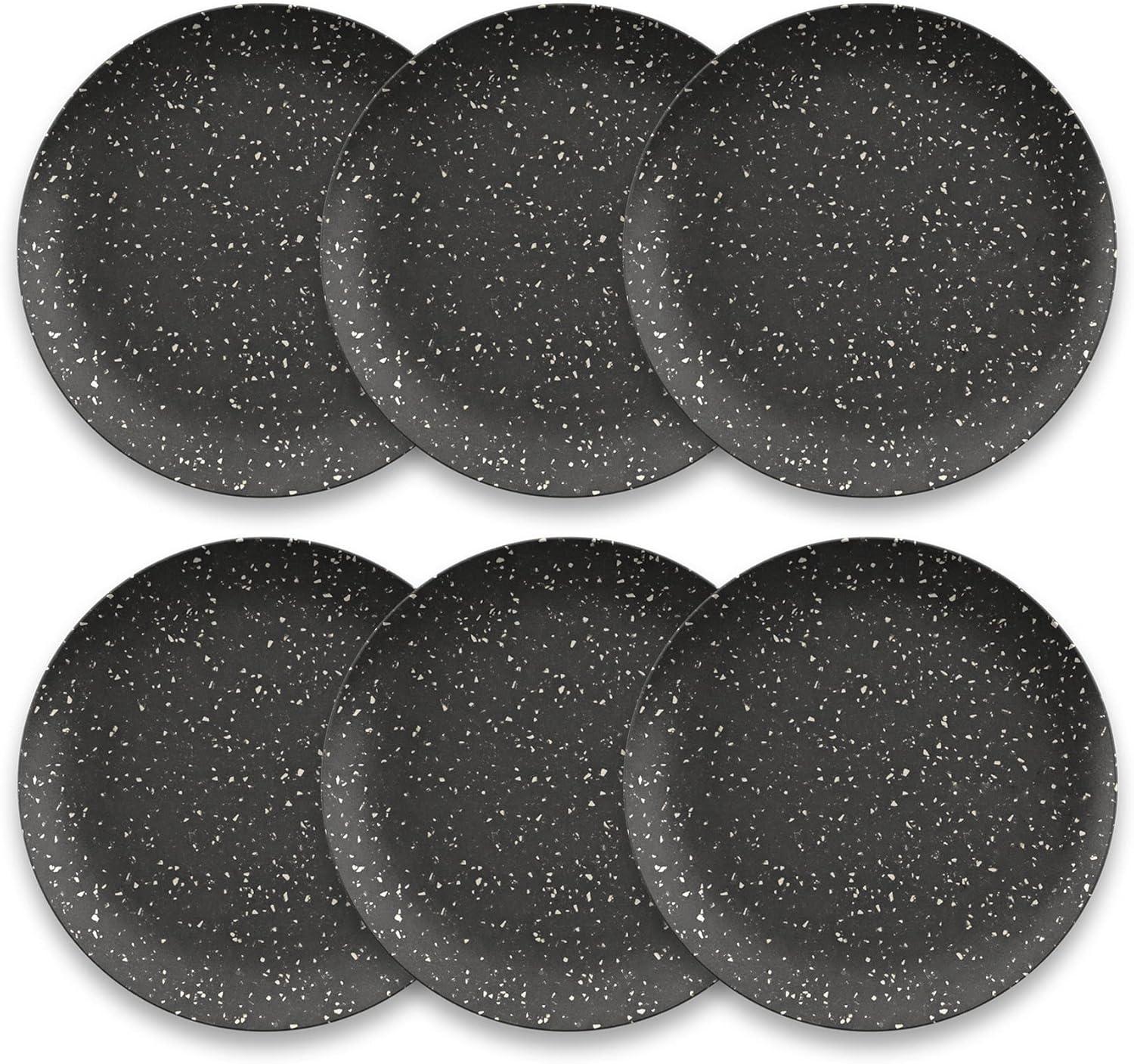 Orion Black Speckled Melamine Dinner Plates, 10.5" Set of 6