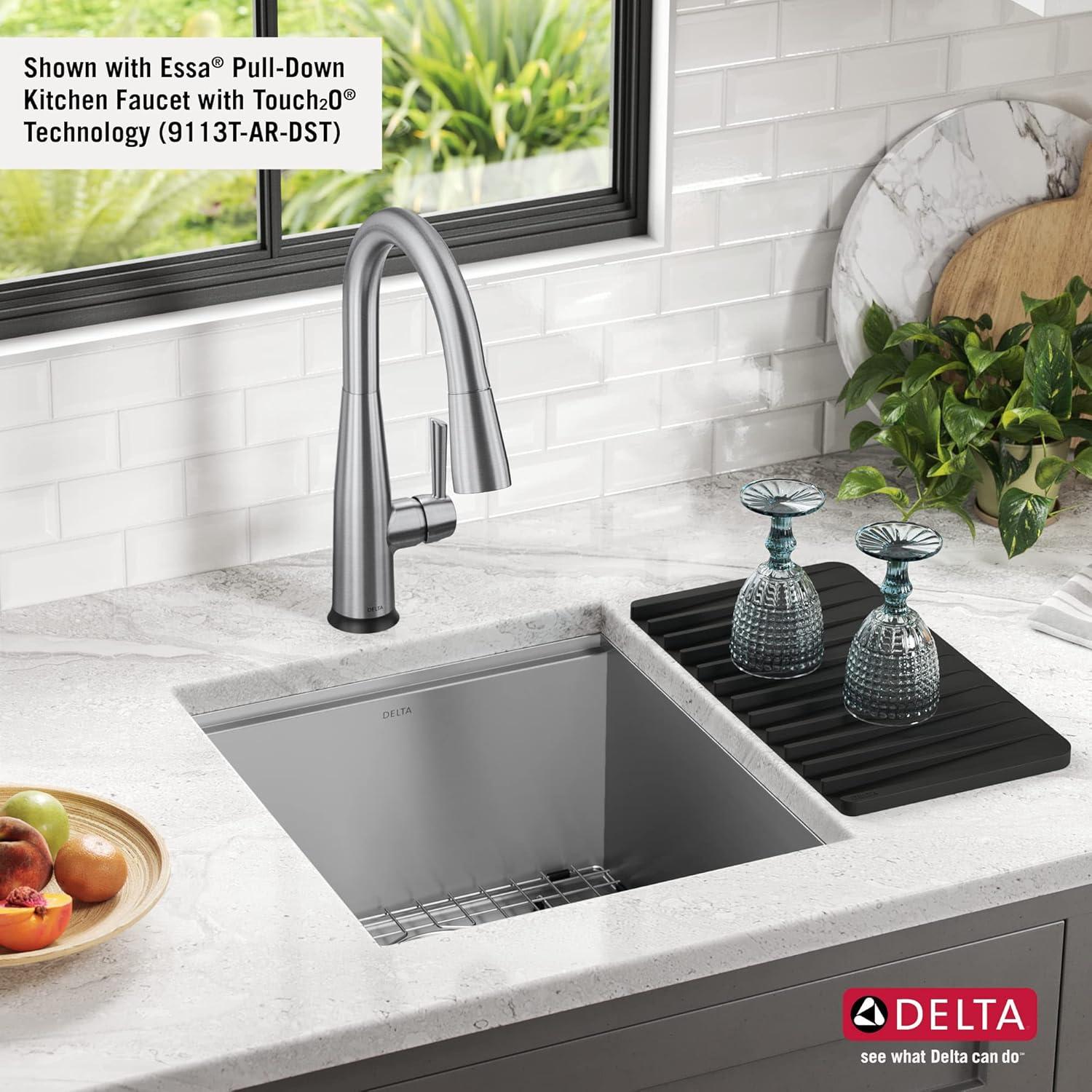 Delta Rivet™ 17" L Workstation Bar Prep Kitchen Sink Undermount 16 Gauge Stainless Steel Single Bowl with WorkFlow™ Ledge