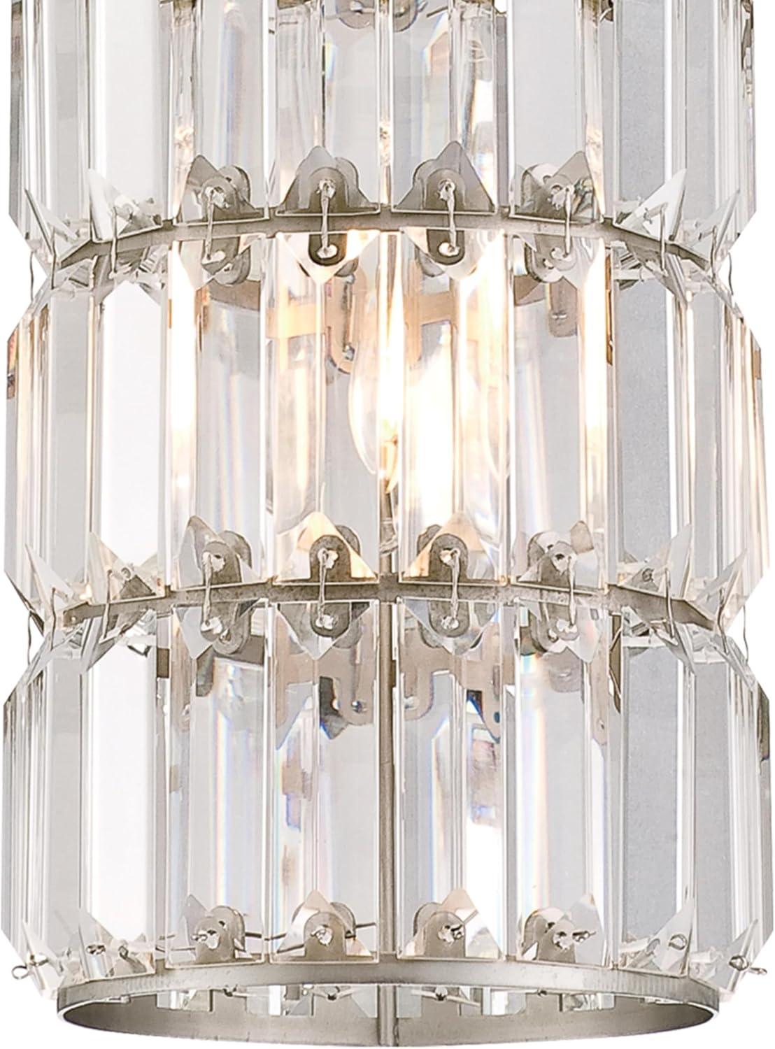 Brushed Nickel Mini Pendant with Crystal Prism Glass Shade