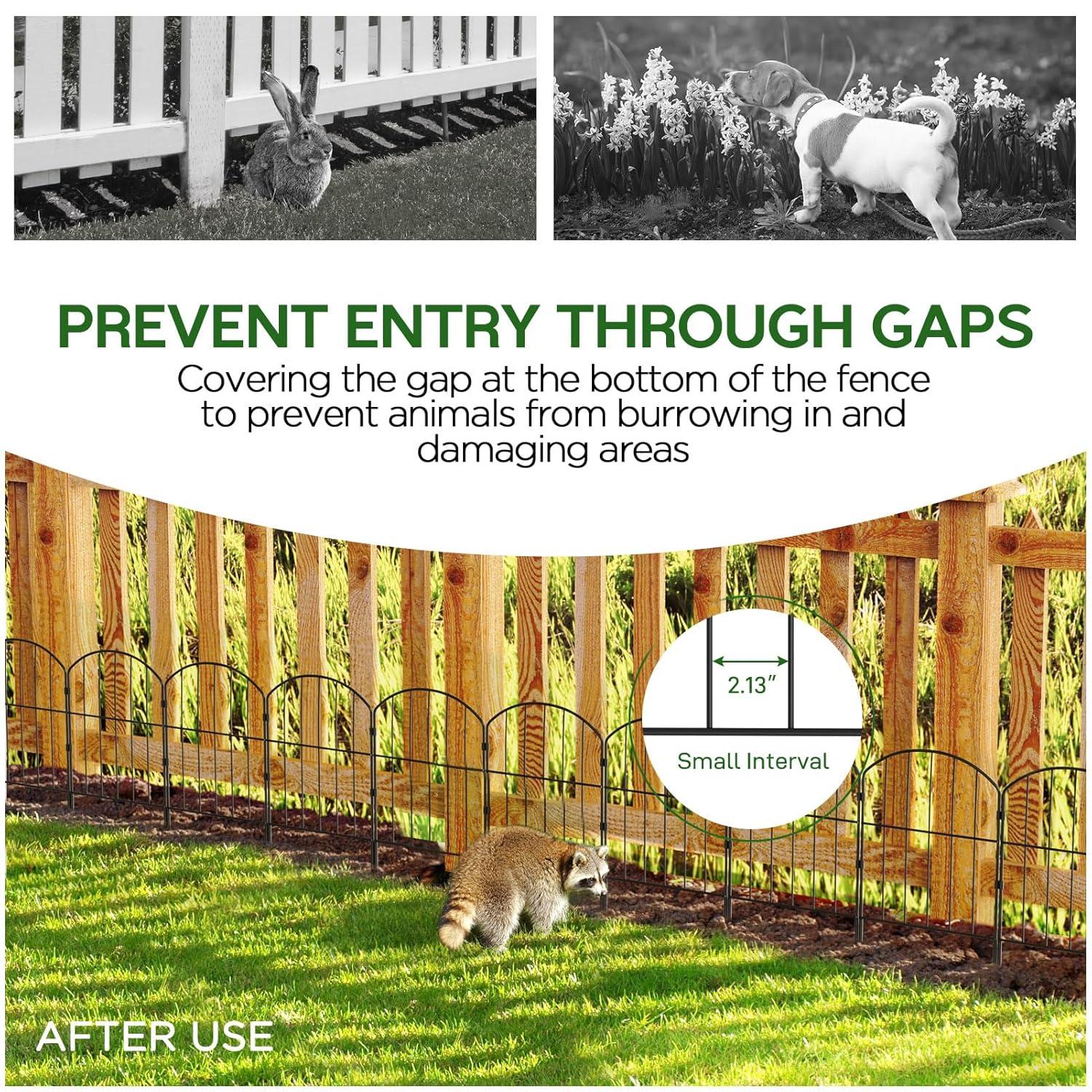 EasyPAG Decorative Garden Fence 10 Pack Total 10ft (L) x 24in (H) Rustproof Metal Wire Fencing Border Animal Barrier