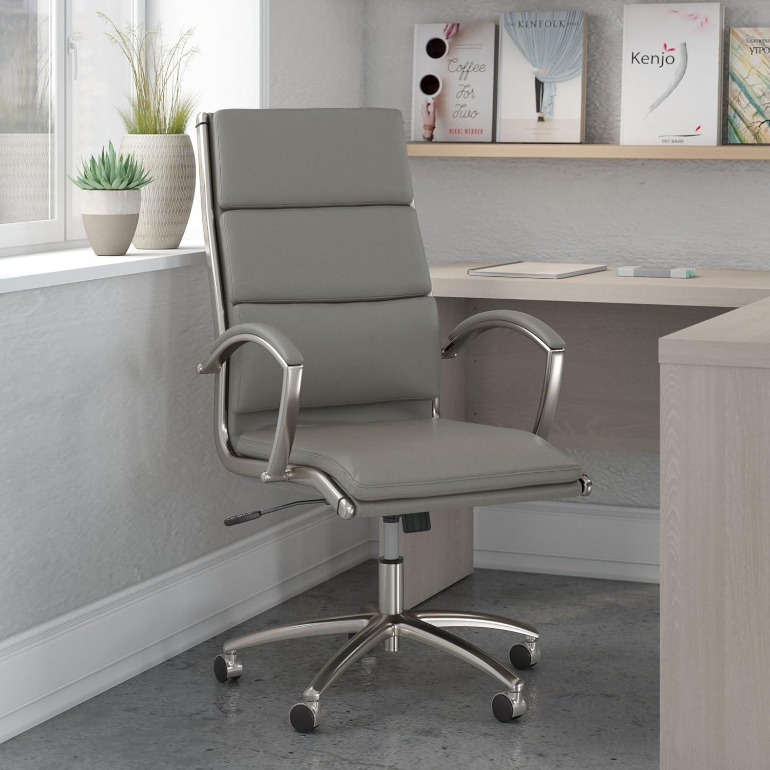 Light Gray High Back Leather Executive Swivel Chair