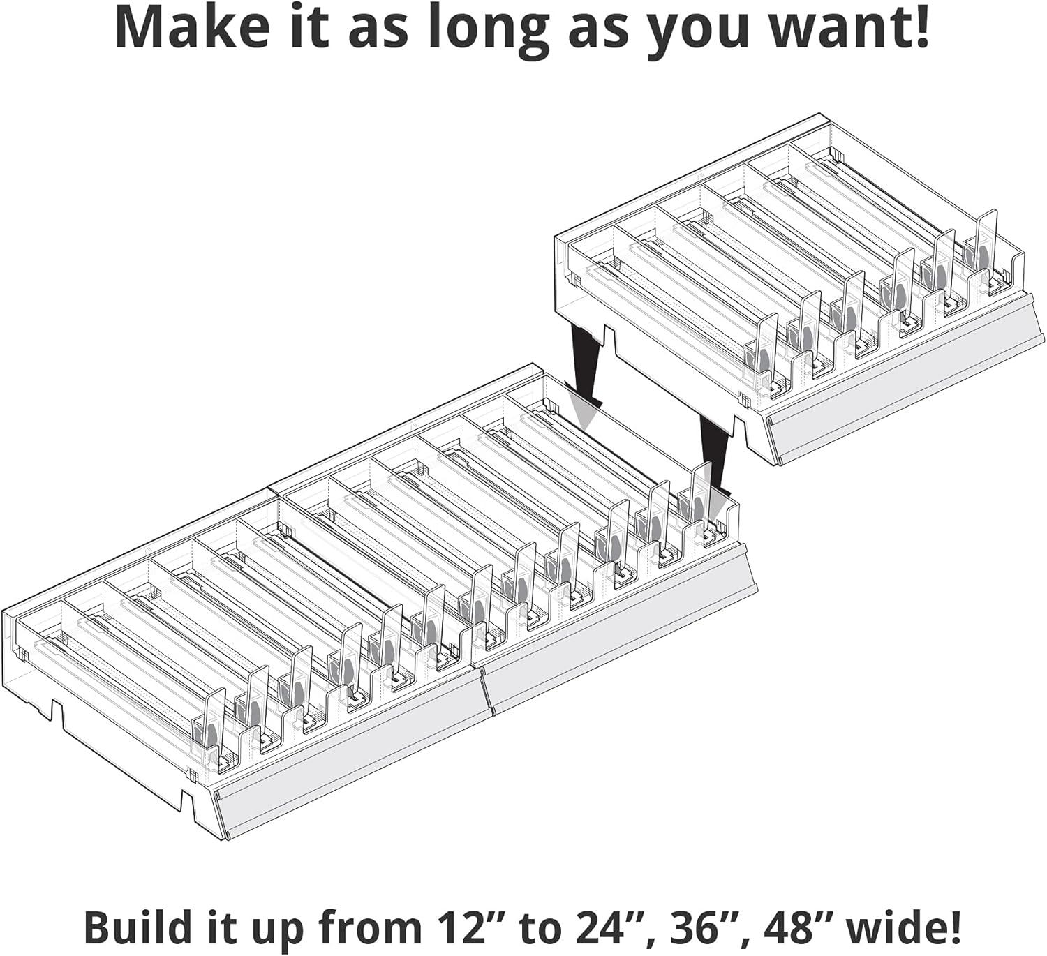 Azar Displays Clear 6 Compartment Divider Bin Cosmetic Tray with Pushers - 6 Slots per Tray, 2-Pack (Set of 2)