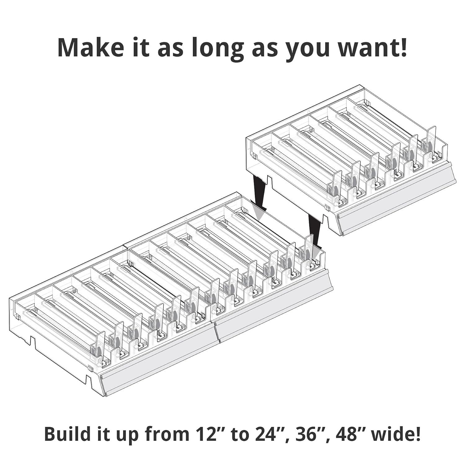 Azar Displays Clear 6 Compartment Divider Bin Cosmetic Tray with Pushers - 6 Slots per Tray, 2-Pack (Set of 2)