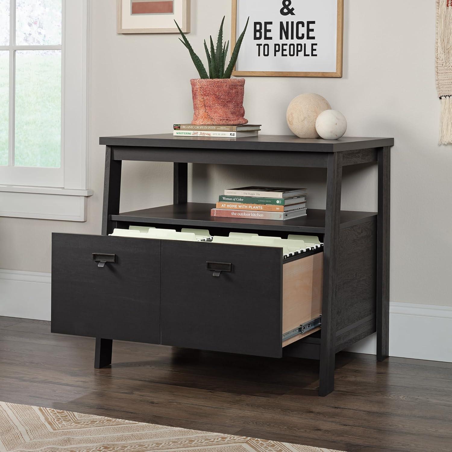 Sauder Trestle Engineered Wood Lateral File Cabinet in Raven Oak Finish