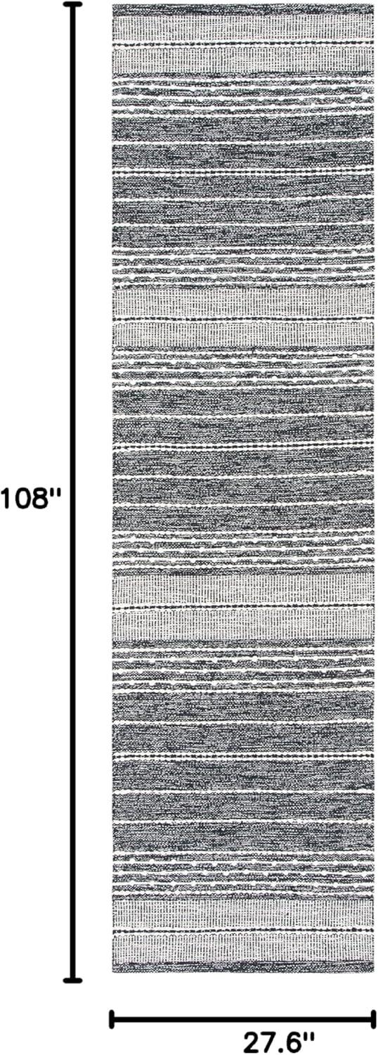 Striped Kilim STK516 Hand Woven Runner Rug - Black/Ivory - 2'3"x9' - Safavieh.