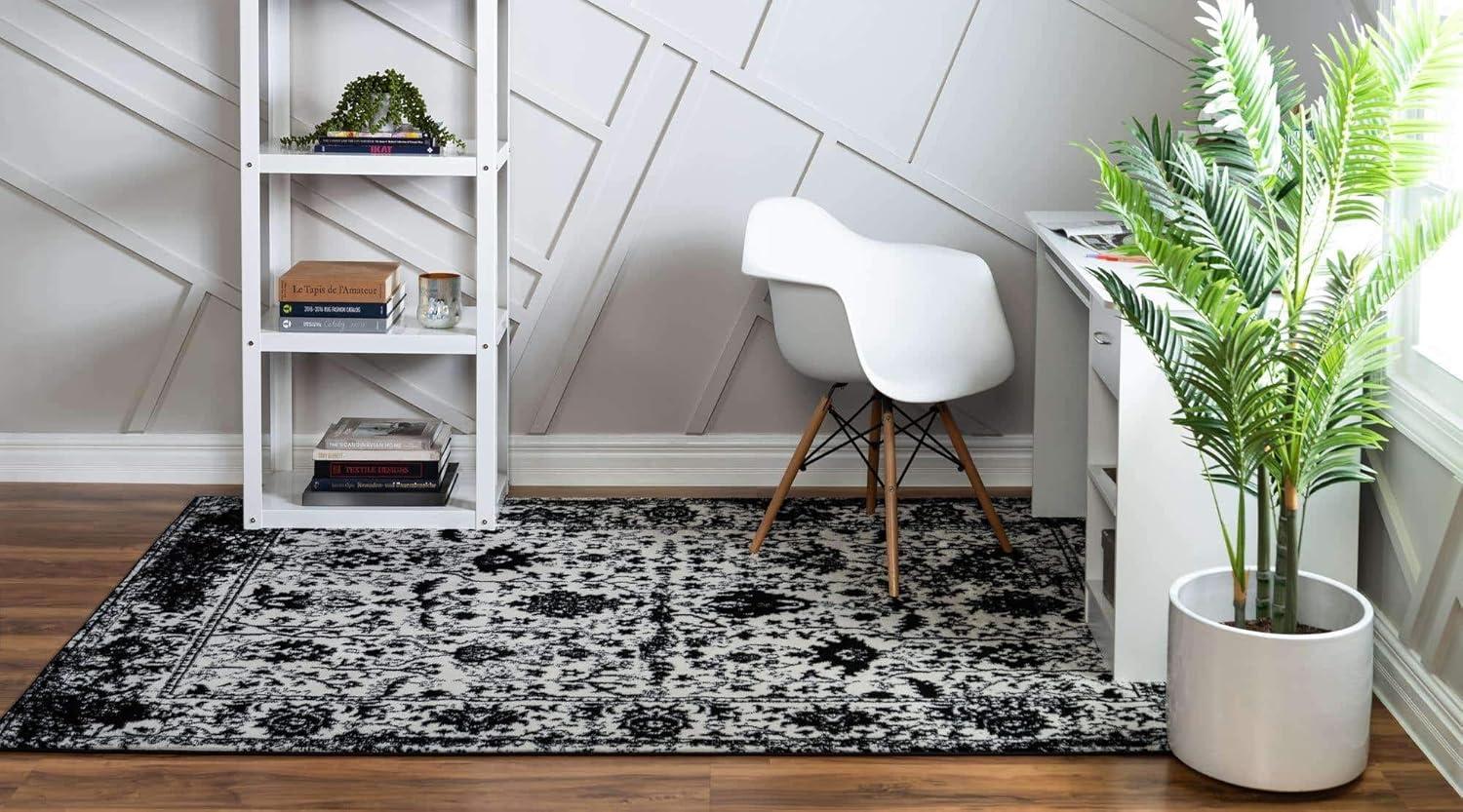 Unique Loom Portland Collection Bohemian Vintage Inspired Tone-on-Tone Design Area Rug (8' 0 x 10' 0 Rectangular, Blue/ Ivory)