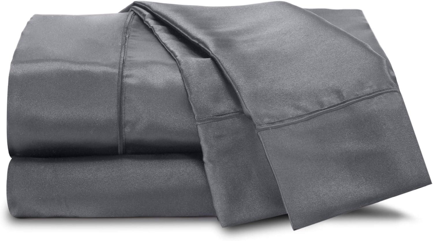 Martex Satin Silk Full Sheet Set - Soft & Breathable, For Hair & Skin (4pc), Silver