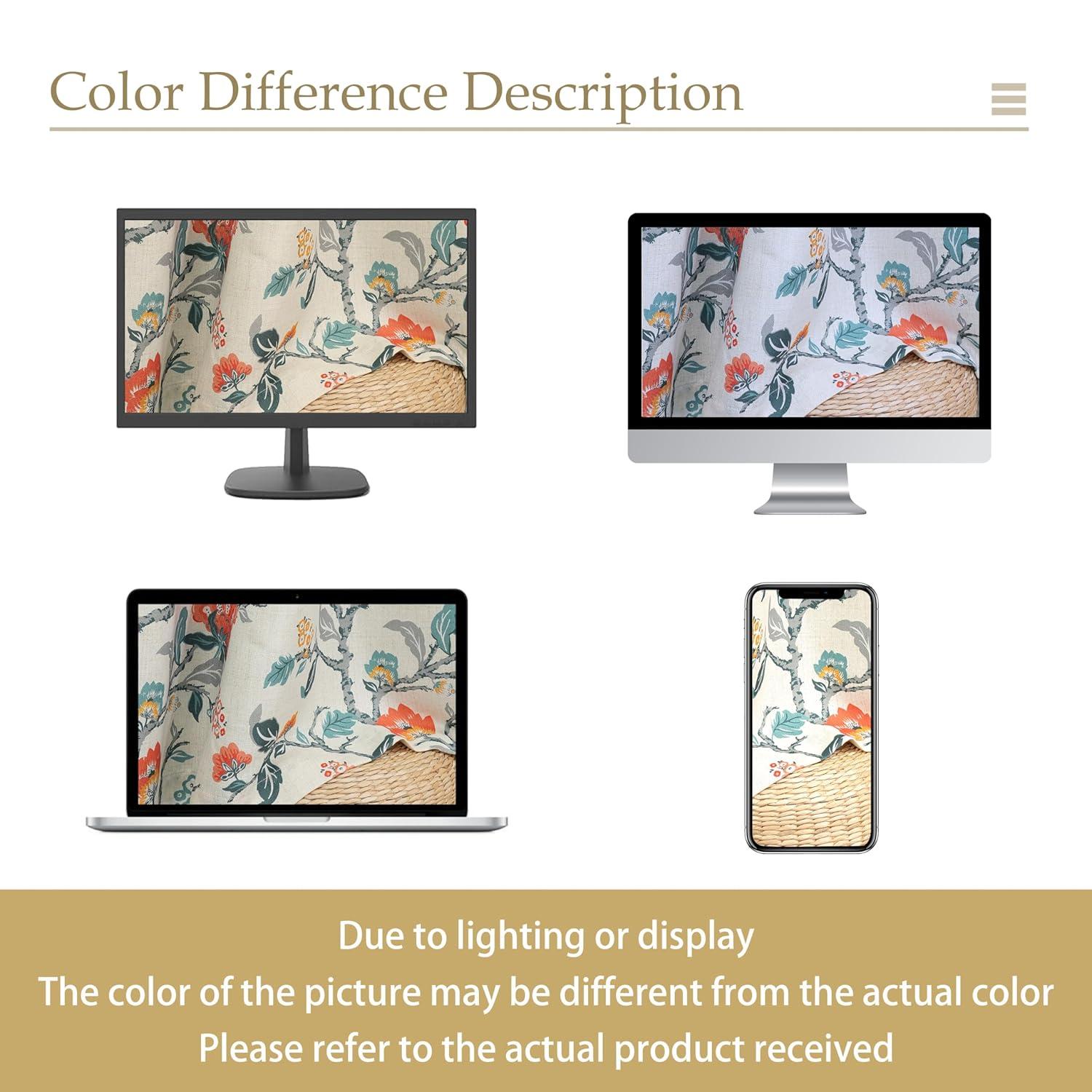 DriftAway Ada Floral Lined Thermal Insulated Room Darkening Blackout Grommet Window Curtains, 2 Panels, 52" x 72", Ivory Orange Teal