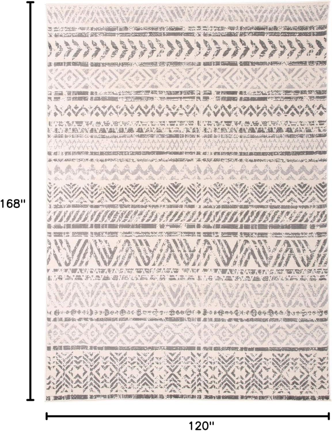World Rug Gallery Geometric Distressed Bohemian Gray 10'x14' Area Rug