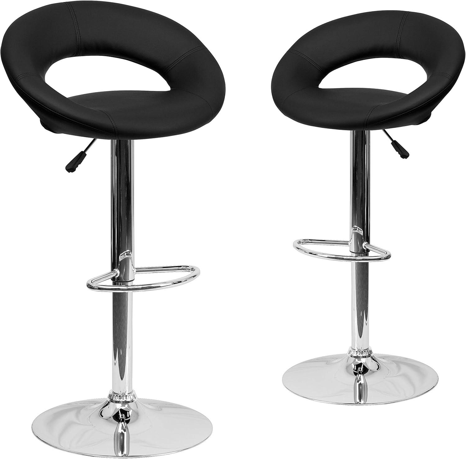 Flash Furniture Contemporary Vinyl Rounded Orbit-Style Back Adjustable Height Barstool with Chrome Base