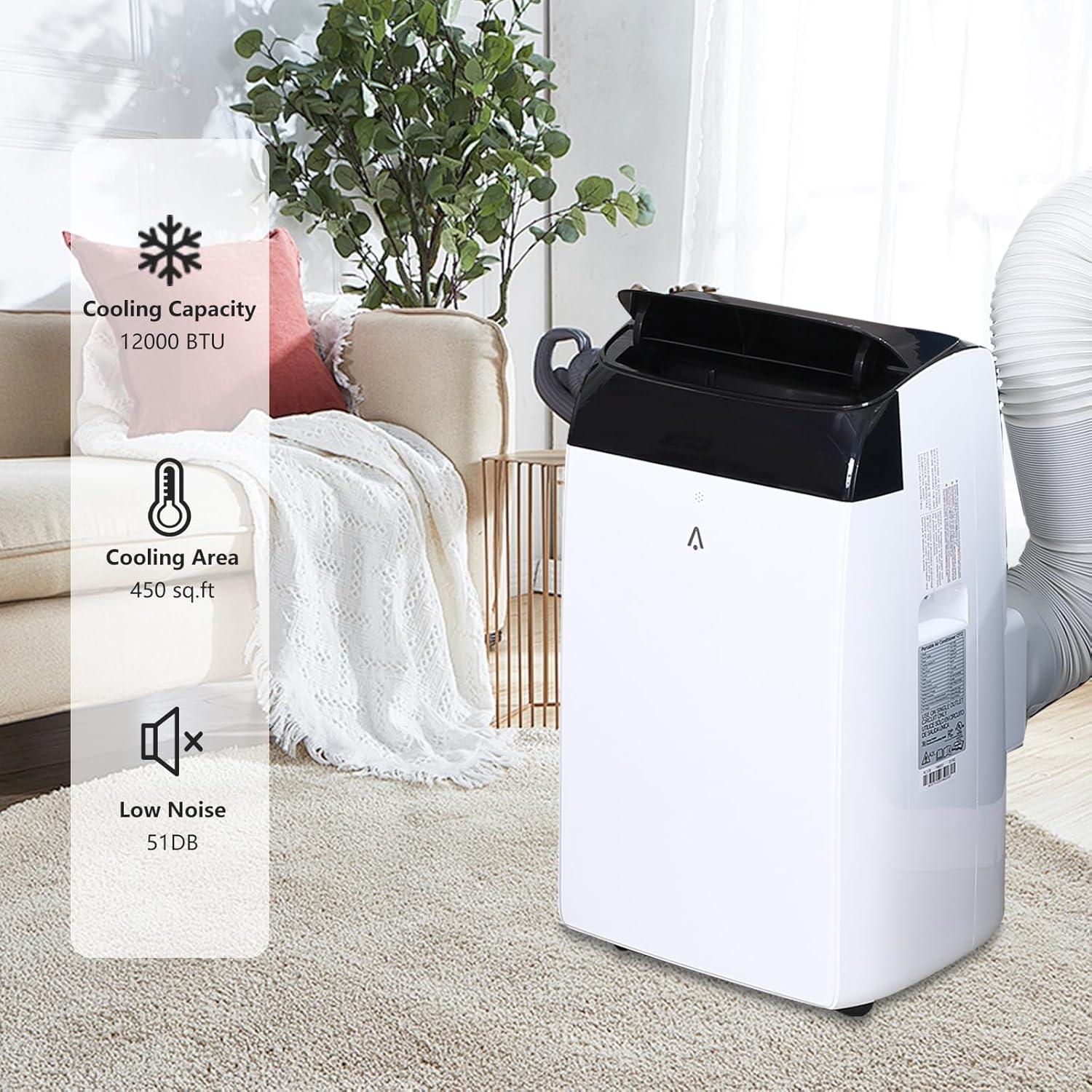 12000 BTU White Portable Air Conditioner with Remote Control