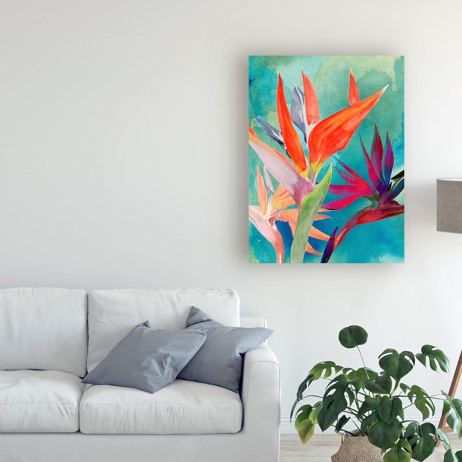 Trademark Fine Art -Jennifer Paxton Parker  'Vivid Birds Of Paradise I' Canvas Art - 19''x14''