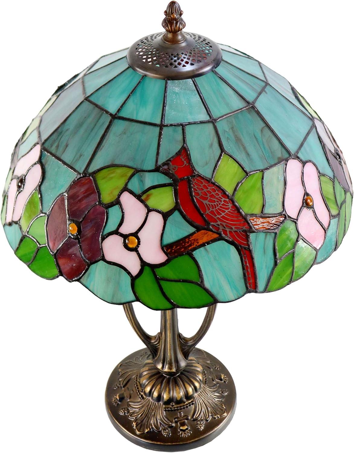 Dale Tiffany 2-Light Resin & Art Glass Table Lamp in Antique Bronze/Green