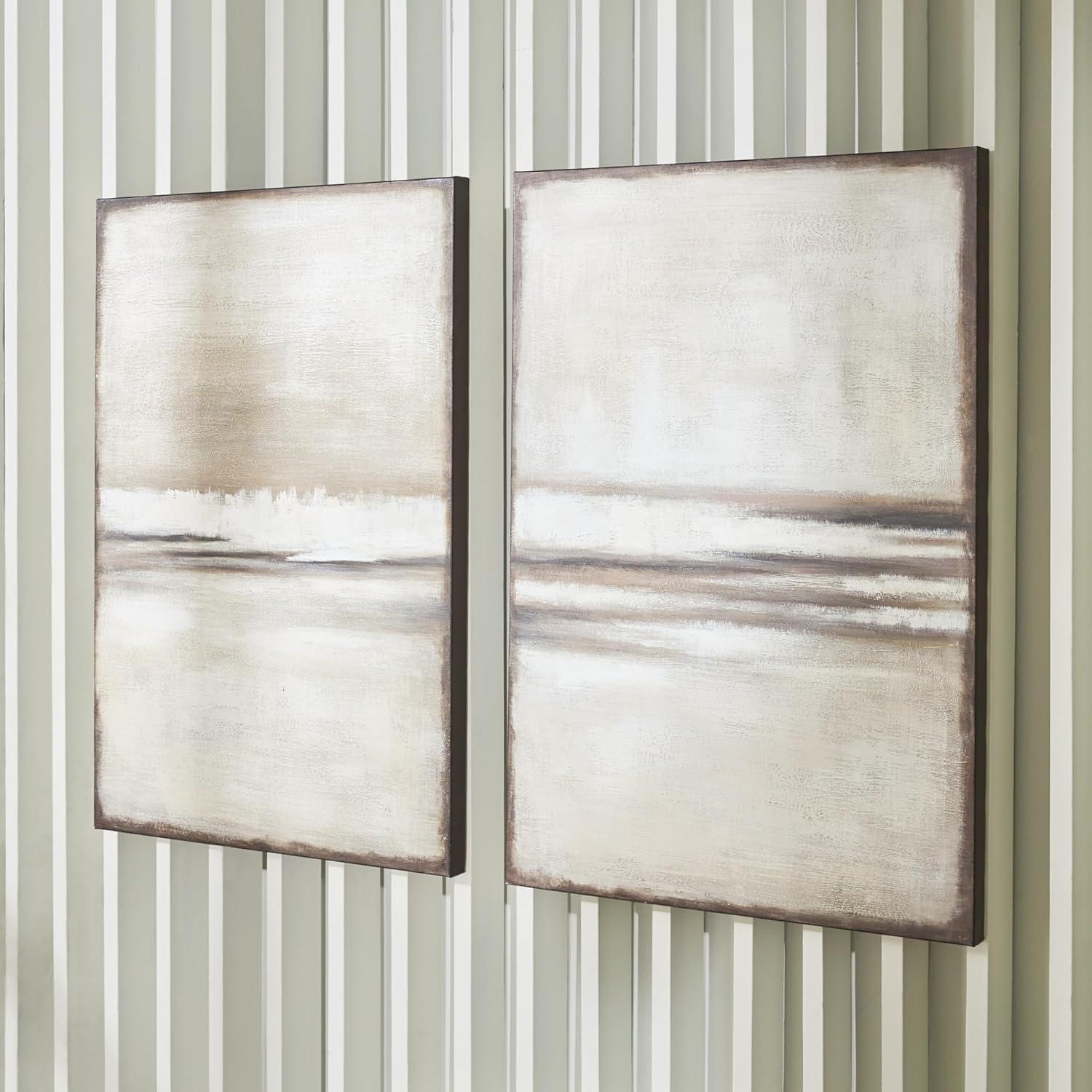 Beige and Light Brown Abstract Canvas Wall Art Set