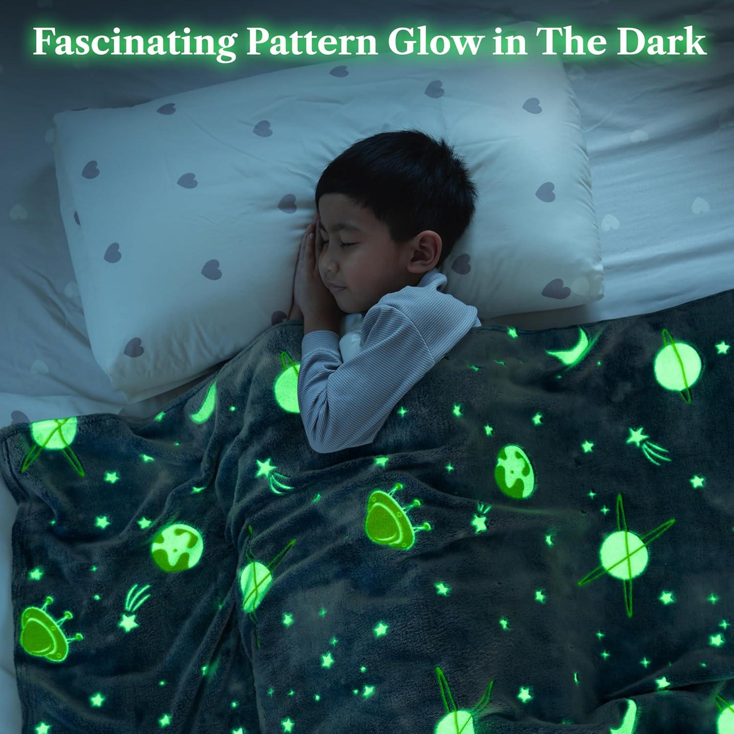 PAVILIA Glow in the Dark Blanket for Girls Boys, Soft Gift Toy Throw for Birthday Christmas Kids Room Decor