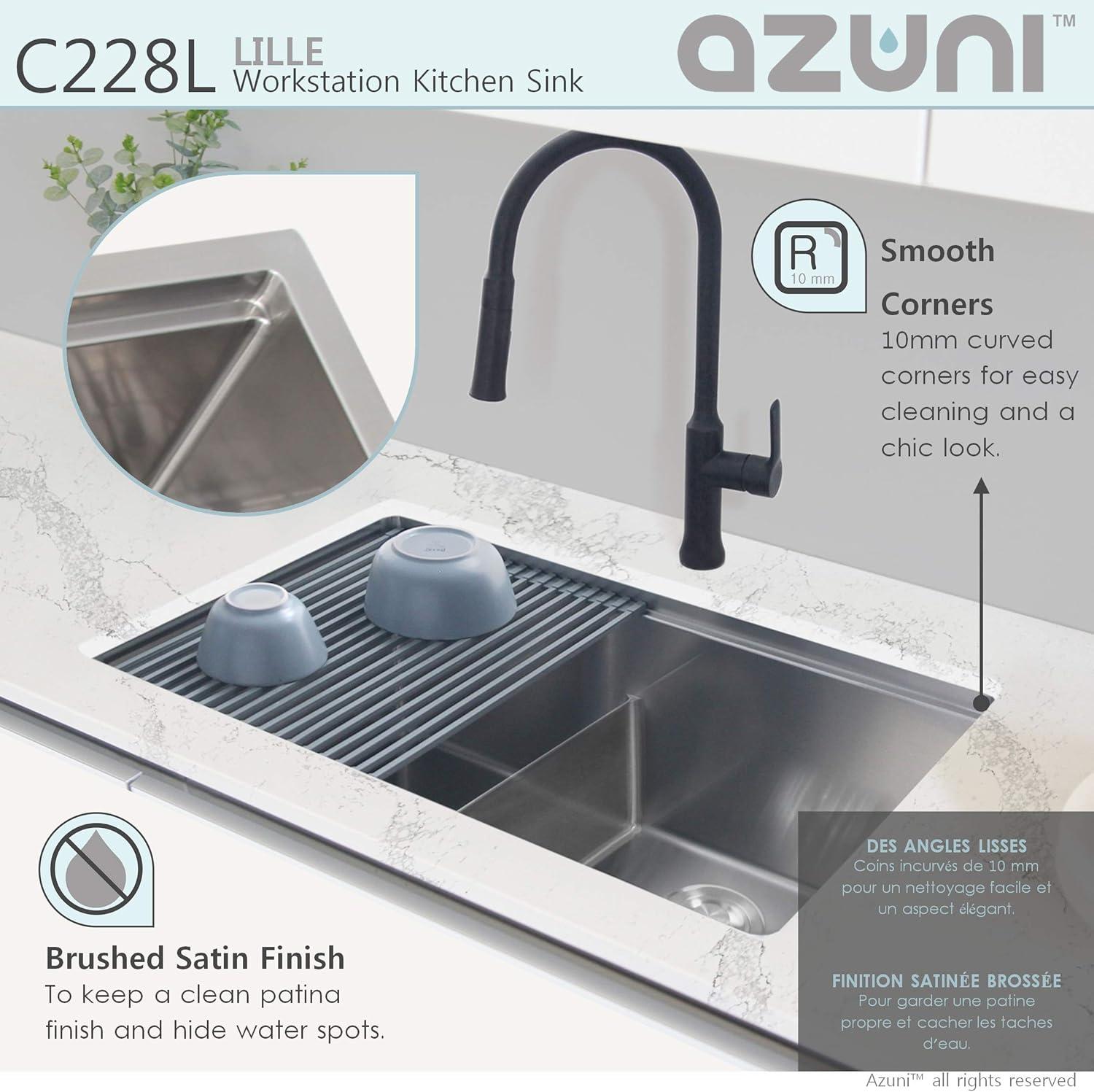 AZUNI Undermount 28 inch Stainless Steel Double Bowl Kitchen Sink