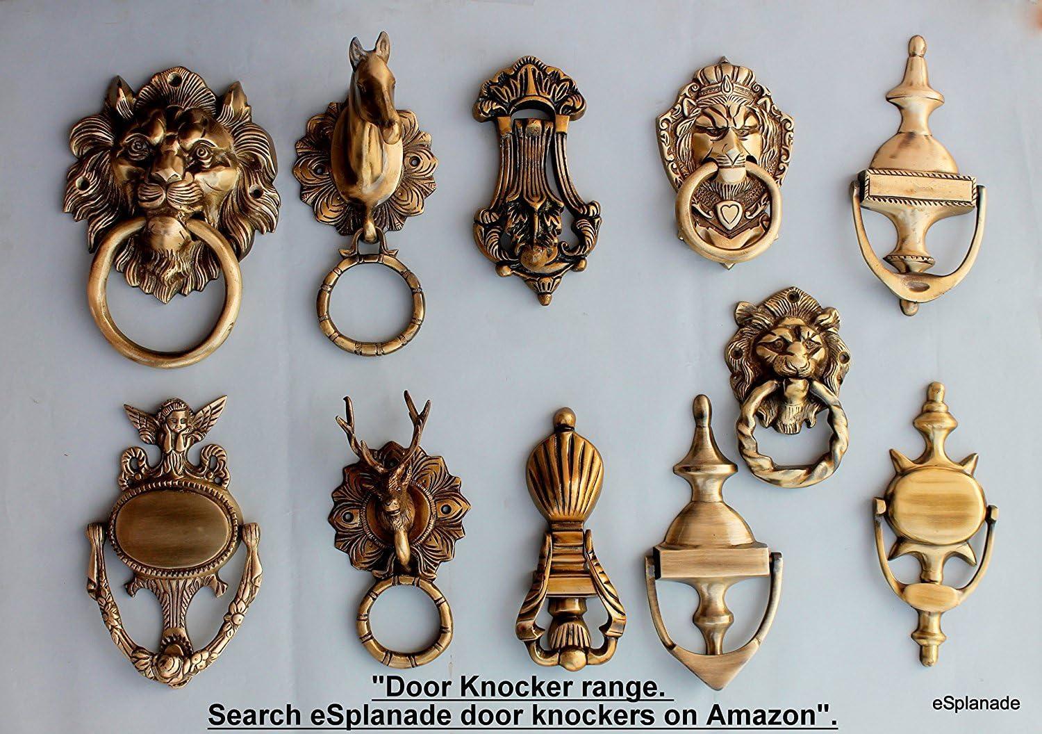 eSplanade - Lion Face Door Knocker Gate Knocker Door Pulls | Decorative Door Accessories - Home Decor | Brass - 6" Inches