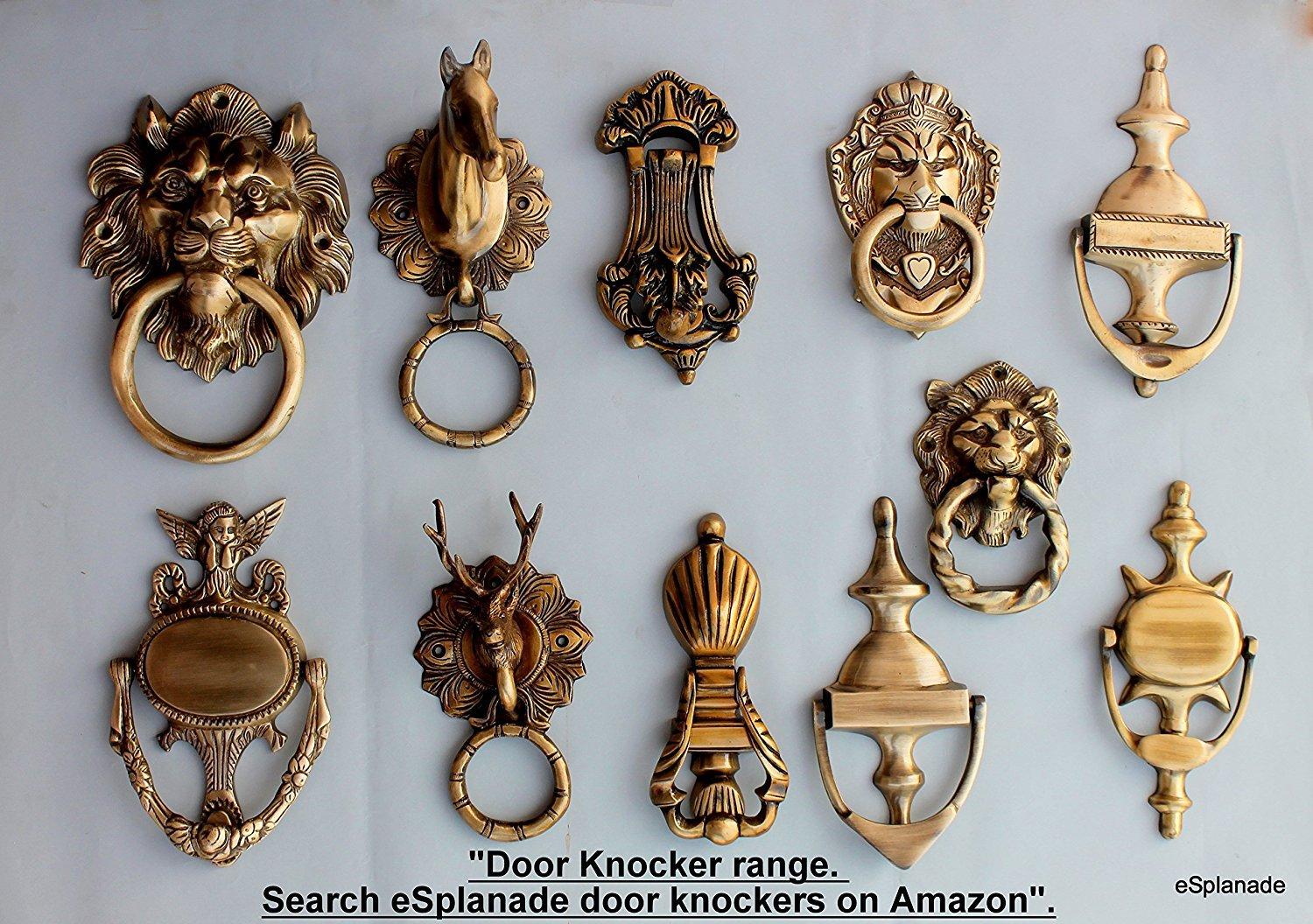 eSplanade - Lion Face Door Knocker Gate Knocker Door Pulls | Decorative Door Accessories - Home Decor | Brass - 6" Inches