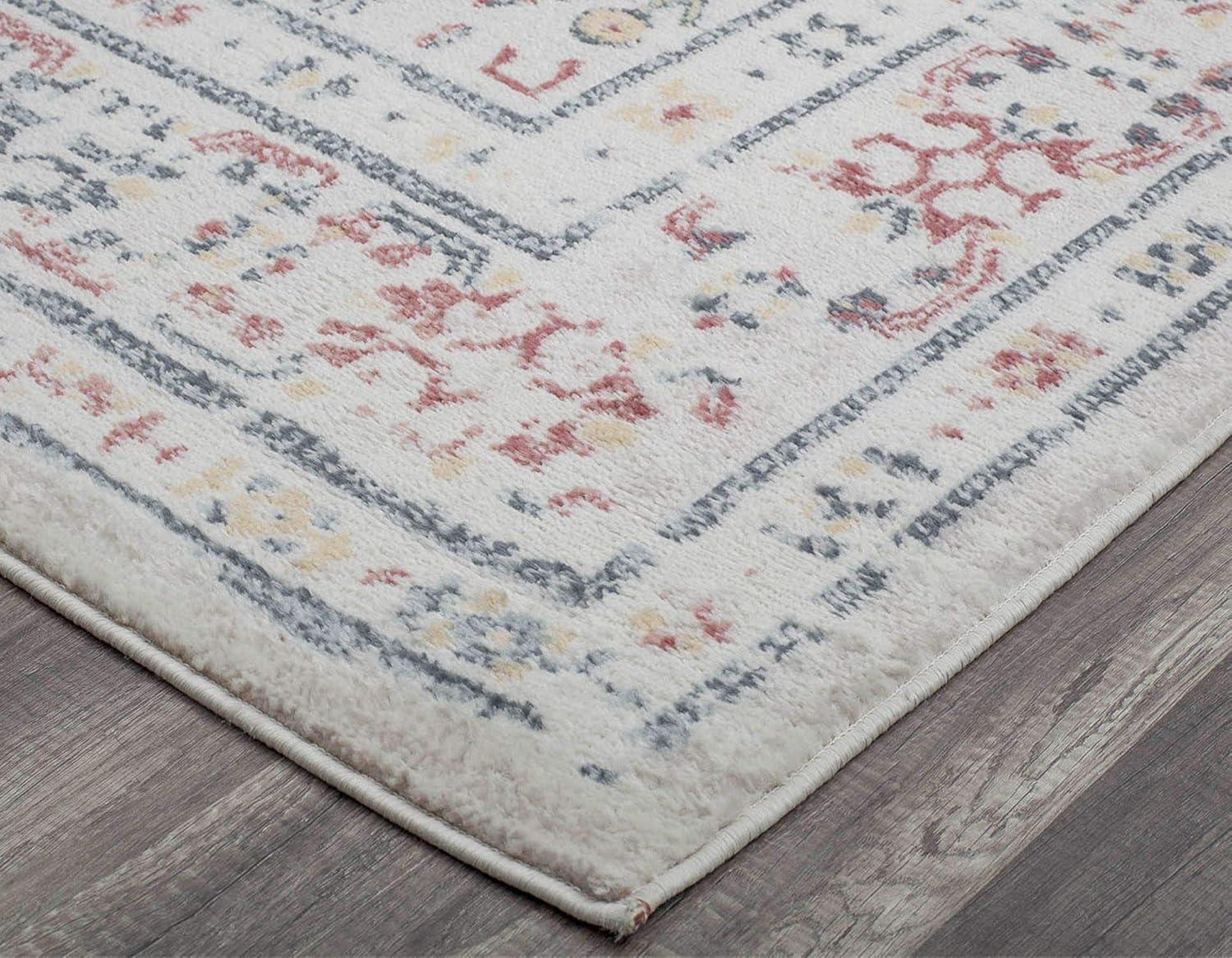 Rugs America Gallagher GL55D Flaxen Sundara Vintage Transitional Red Area Rug for Dining Room Rug Neutral Rug Living Room Rug Kitchen, 5'3"x7'