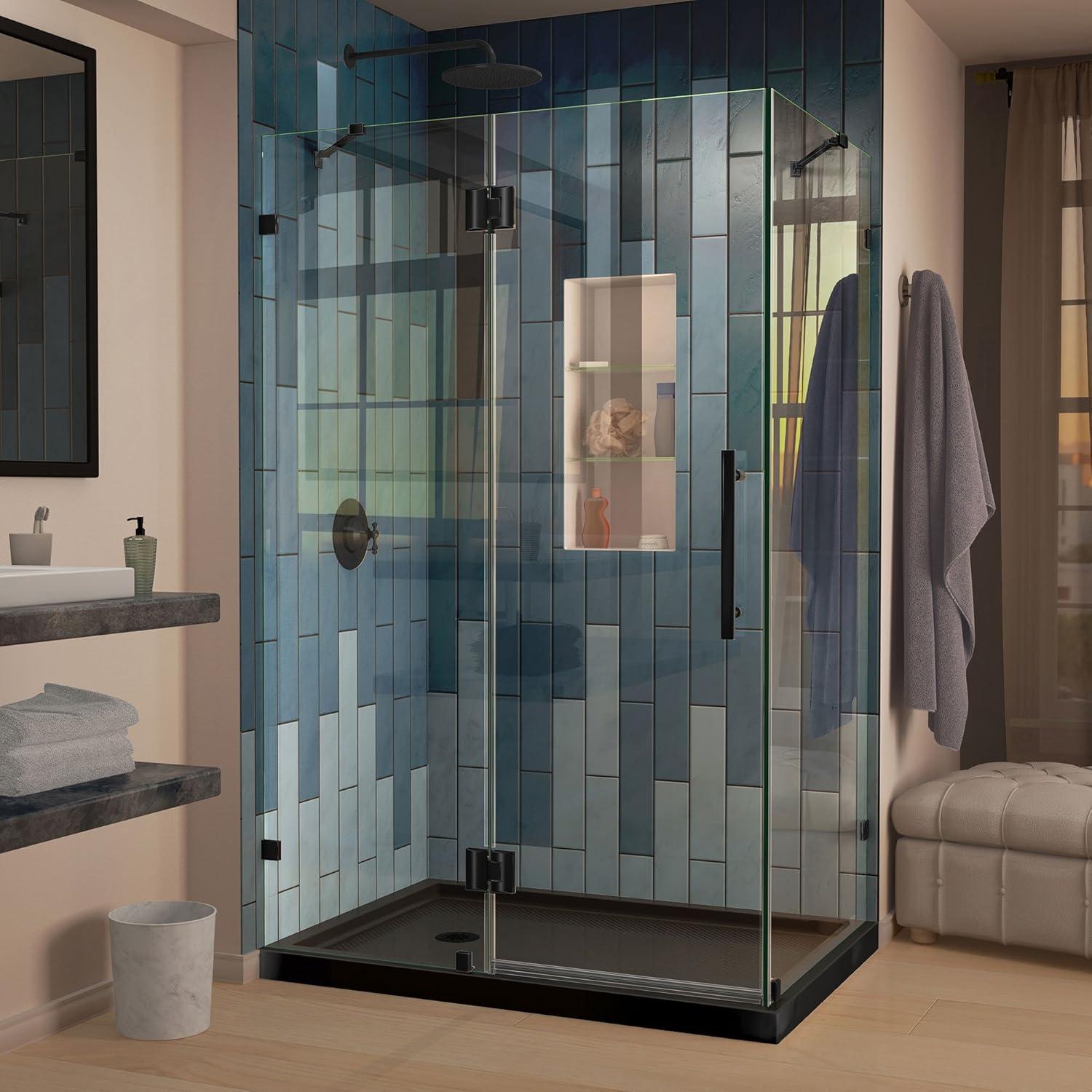 Quatra Lux 46.38" x 72" Hinged Frameless Shower Door with Clear Max Technology