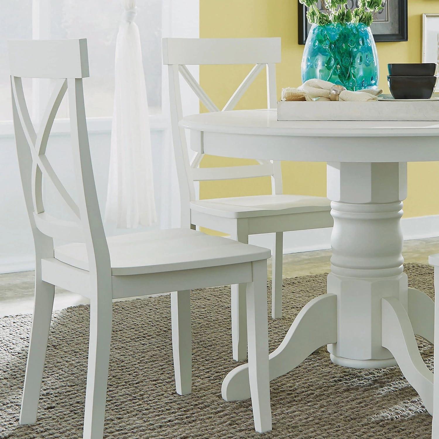 White Cross Back Solid Wood Side Chair Set