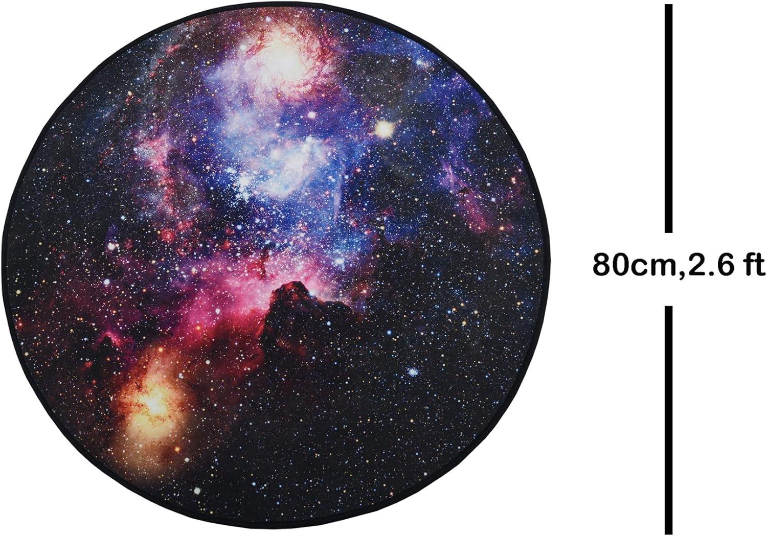 Galaxy Round Rugs, Universe Space Nebula Stars Starry Carpet Large Floor Mat for Living Room, Bedroom (Galaxy, 2.6 ft Diameter)