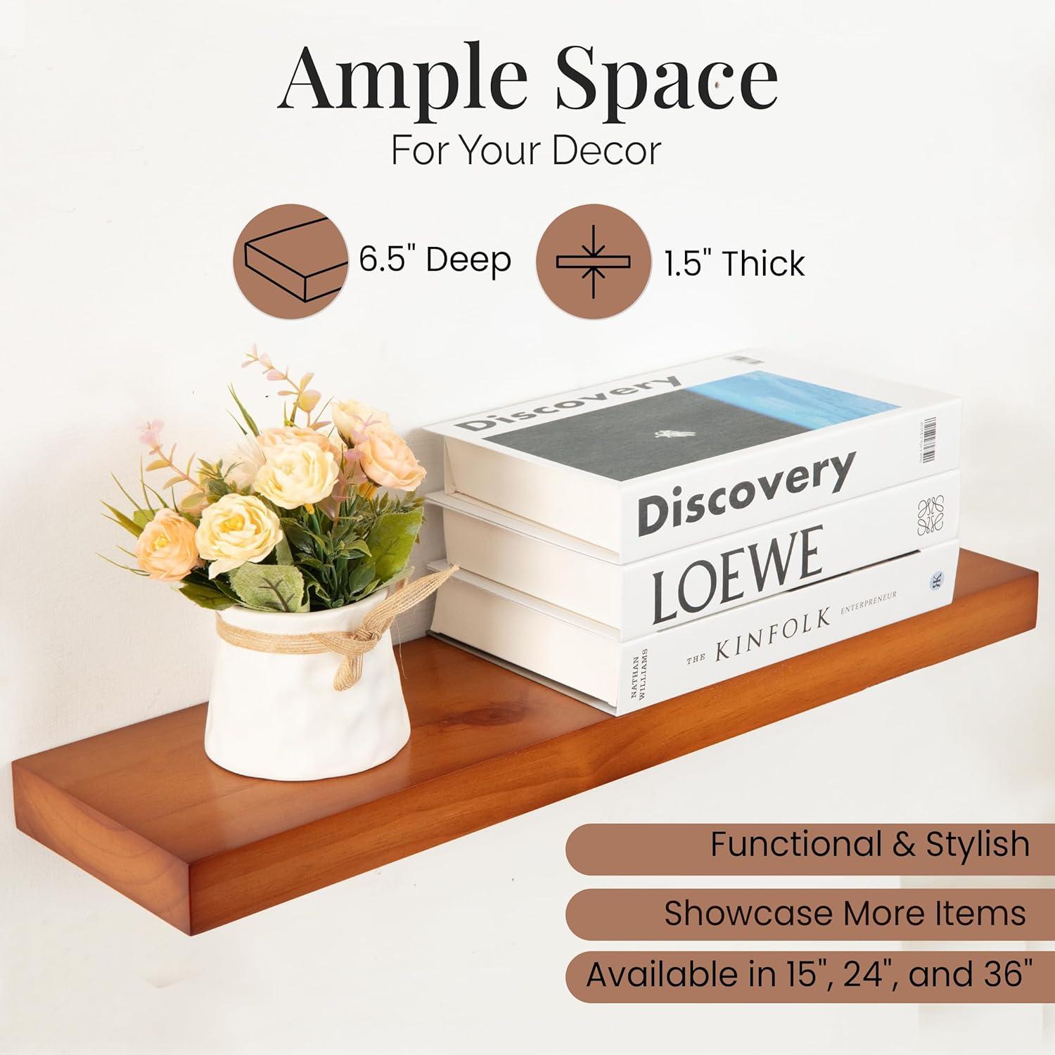 Floating Shelves Rustic Wood Wall Shelf USA Handmade | set of 2 (special walnut, 24" x 5.5")