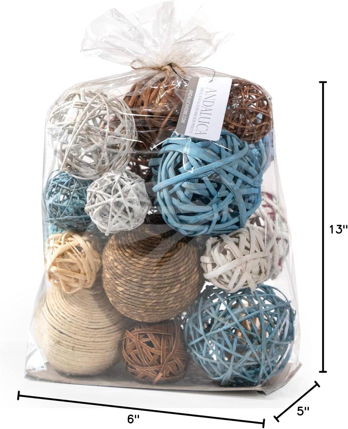 ANDALUCA Large Decorative Vase Filler Bag with Orbs, Balls (Sunset Orange)