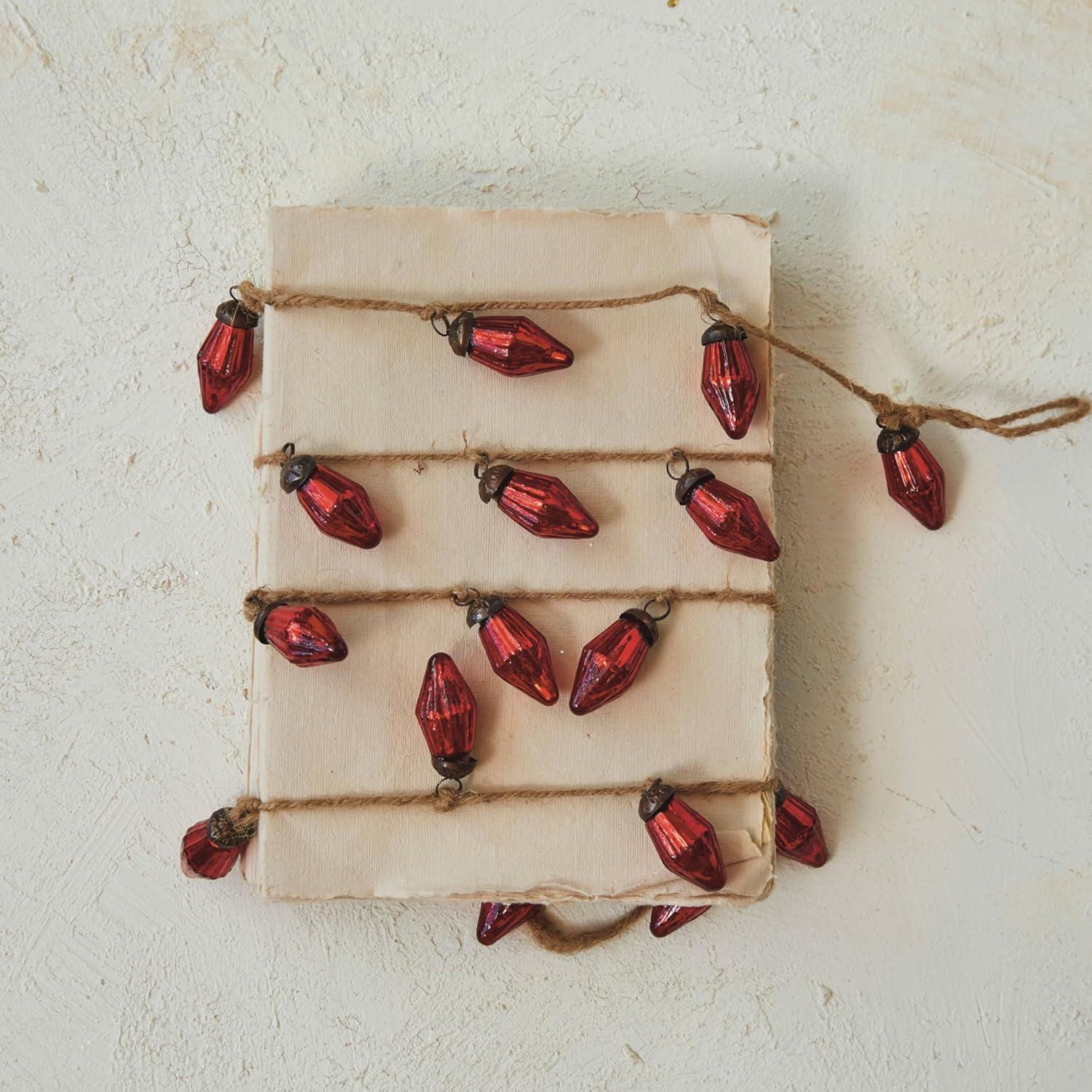 Mercury Glass Ornament Garland On Jute String