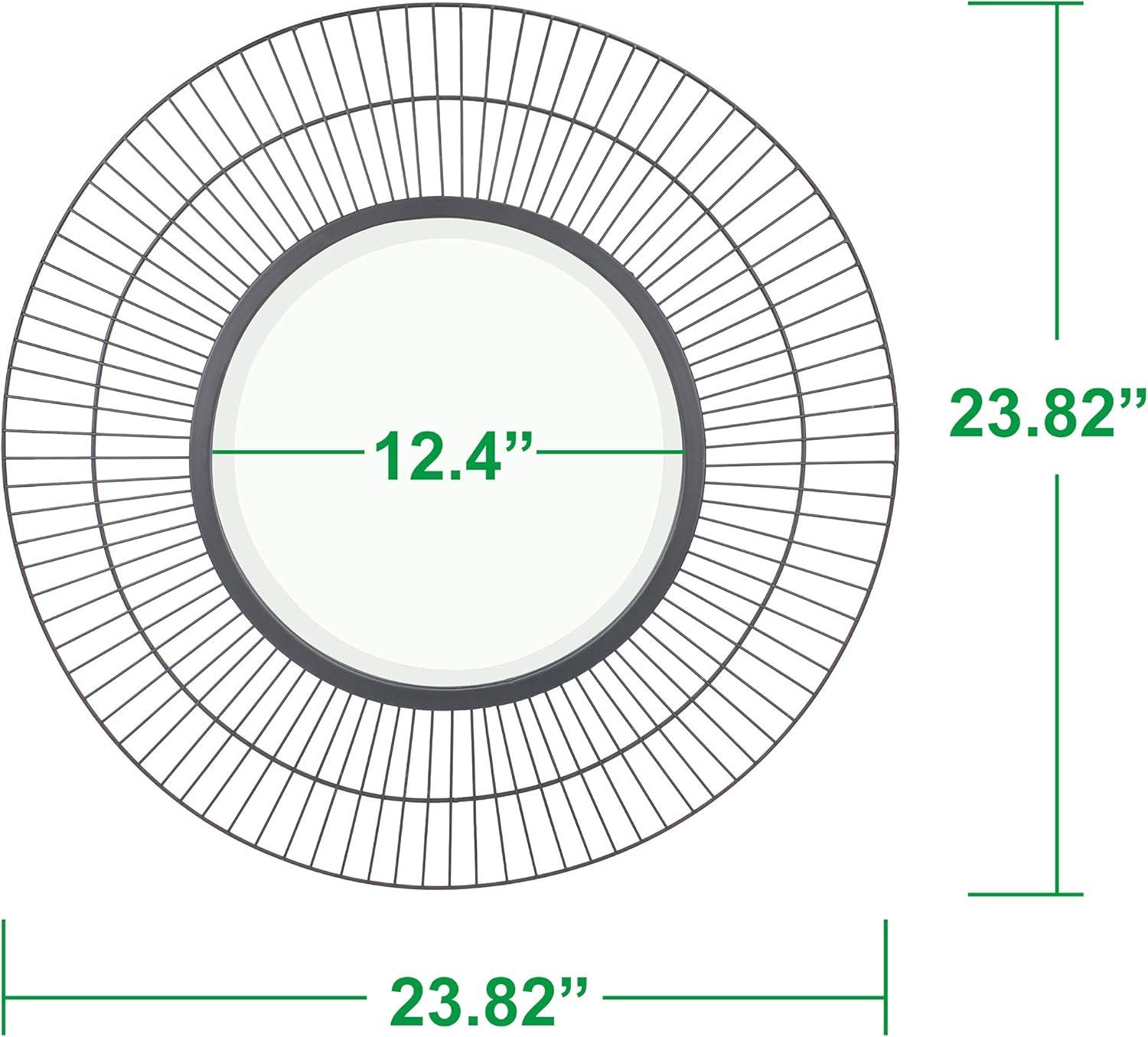 Modern Radial Black Metal Wire 24" Wall Mirror