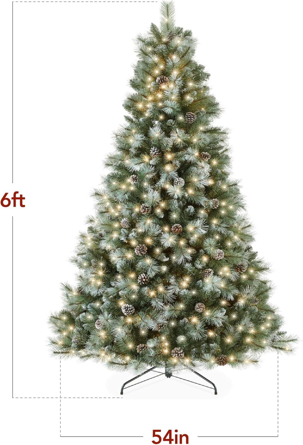 Best Choice Products Pre-Lit Frosted Scotch Pine Christmas Tree w/ 2-In-1 LED Lights