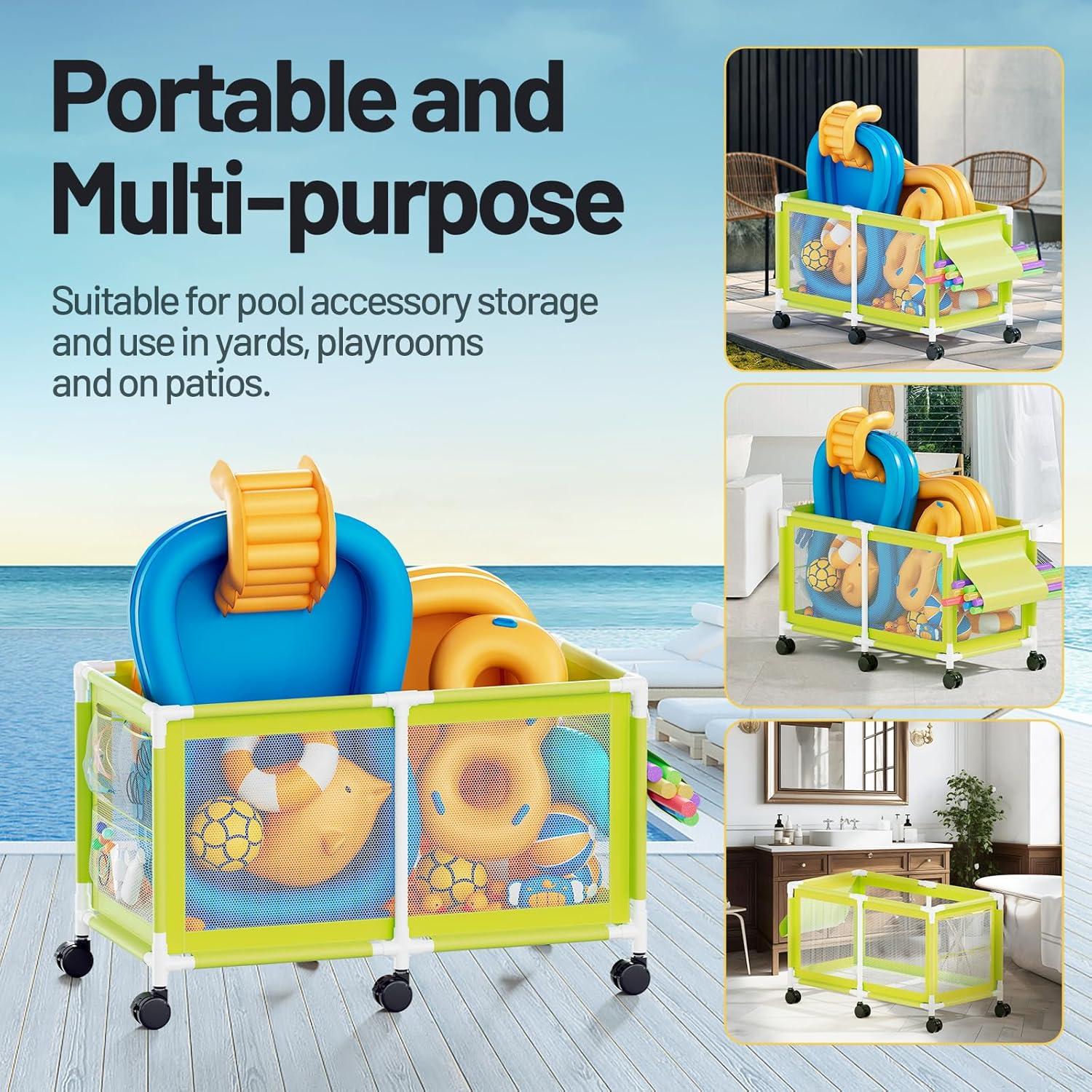 Rebrilliant 007D93BB8F684D4CA4067711D7E12131 Extra Large Pool Storage Bin, 235 Gallons, Waterproof & Heat-Resistant Pvc Mesh, Easy Assembly, 69" L X 32" W X 35" H, Vitality Mint