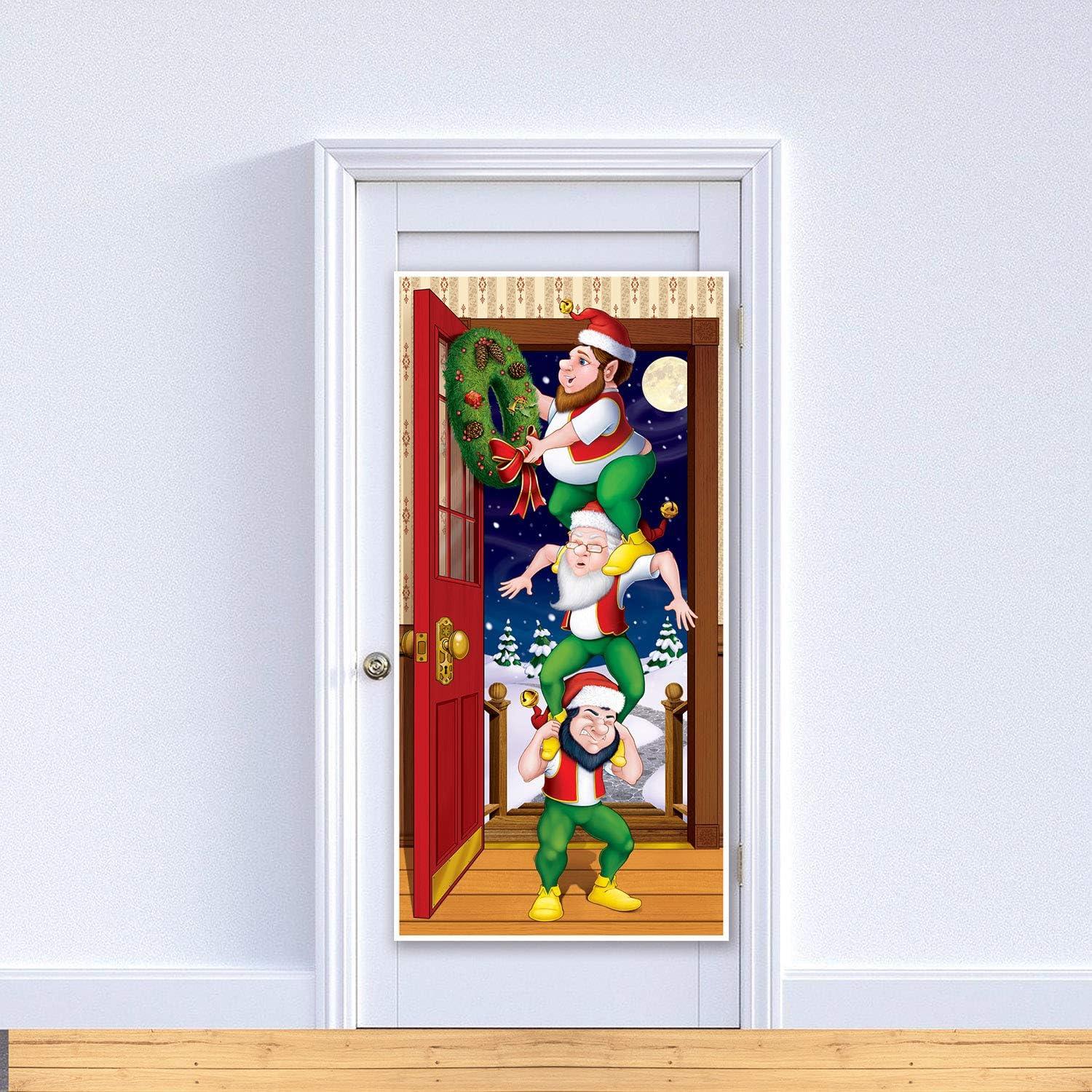 Beistle Christmas Elves Door Cover, 5' x 30", (2/Pkg) Multicolored