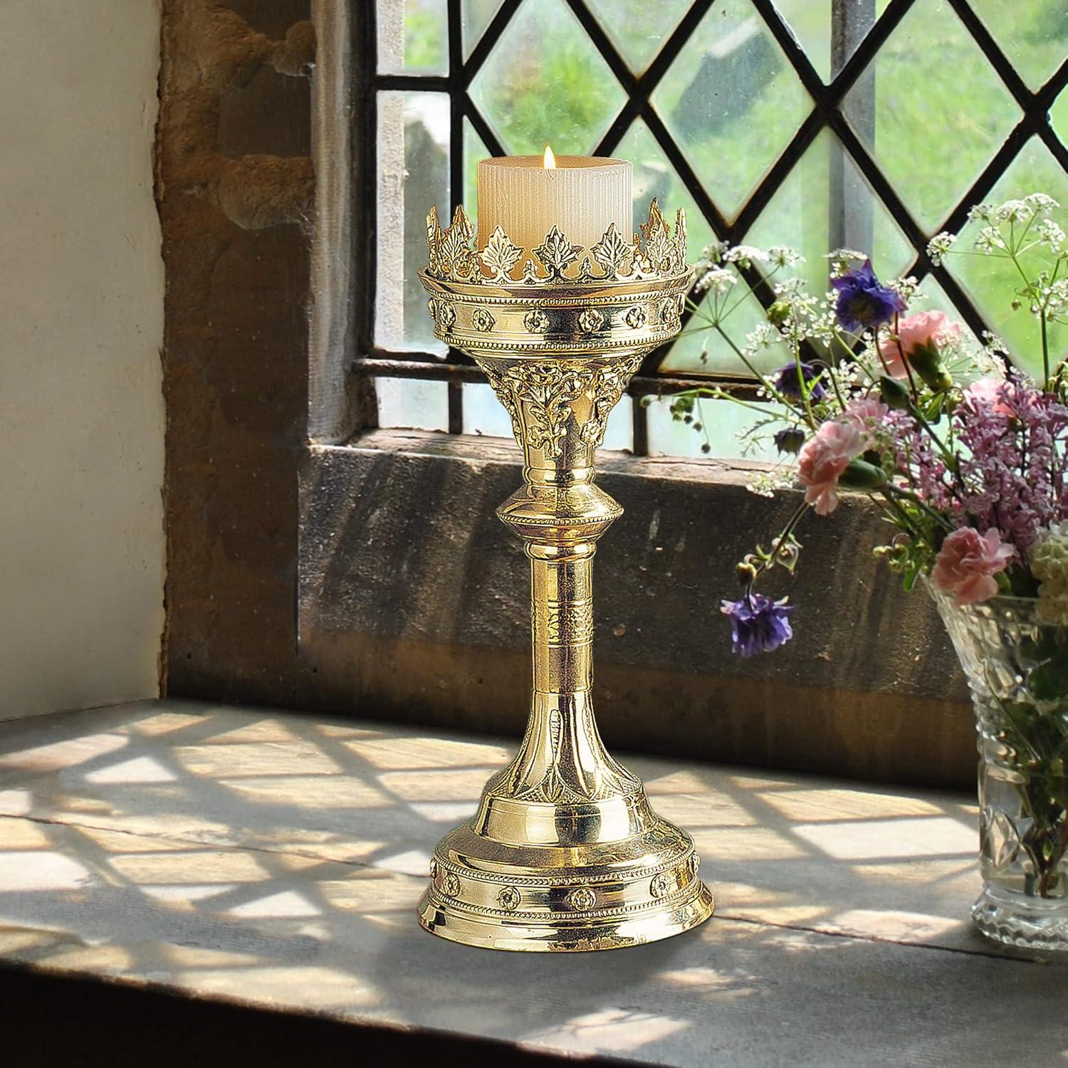 Design Toscano Brass Tabletop Candlestick