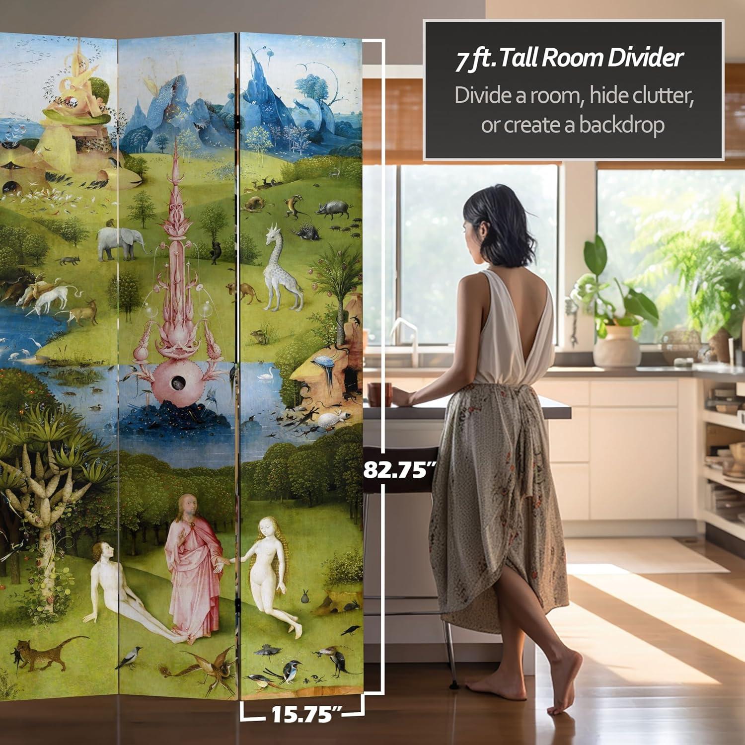 Oriental Furniture 7 ft. Tall Garden of Delights Canvas Room Divider - 3 Panel