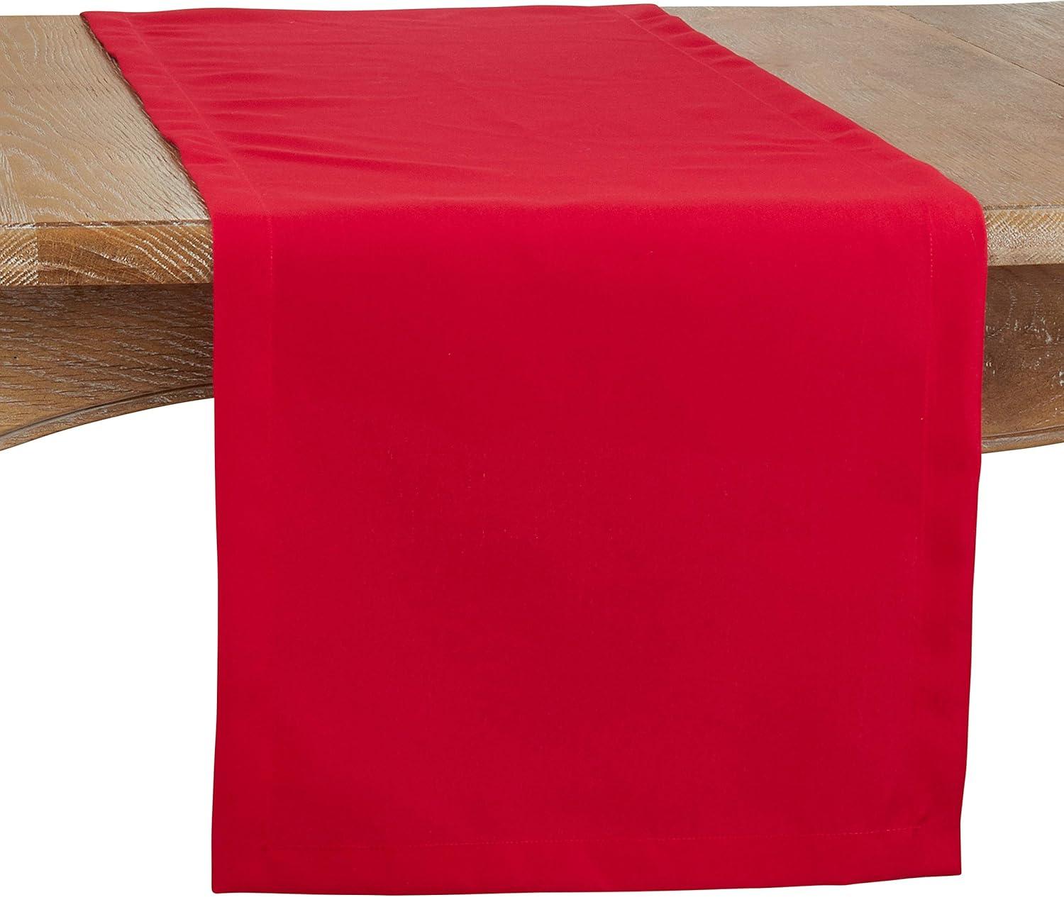 Crimson Red Polyester Everyday Table Runner